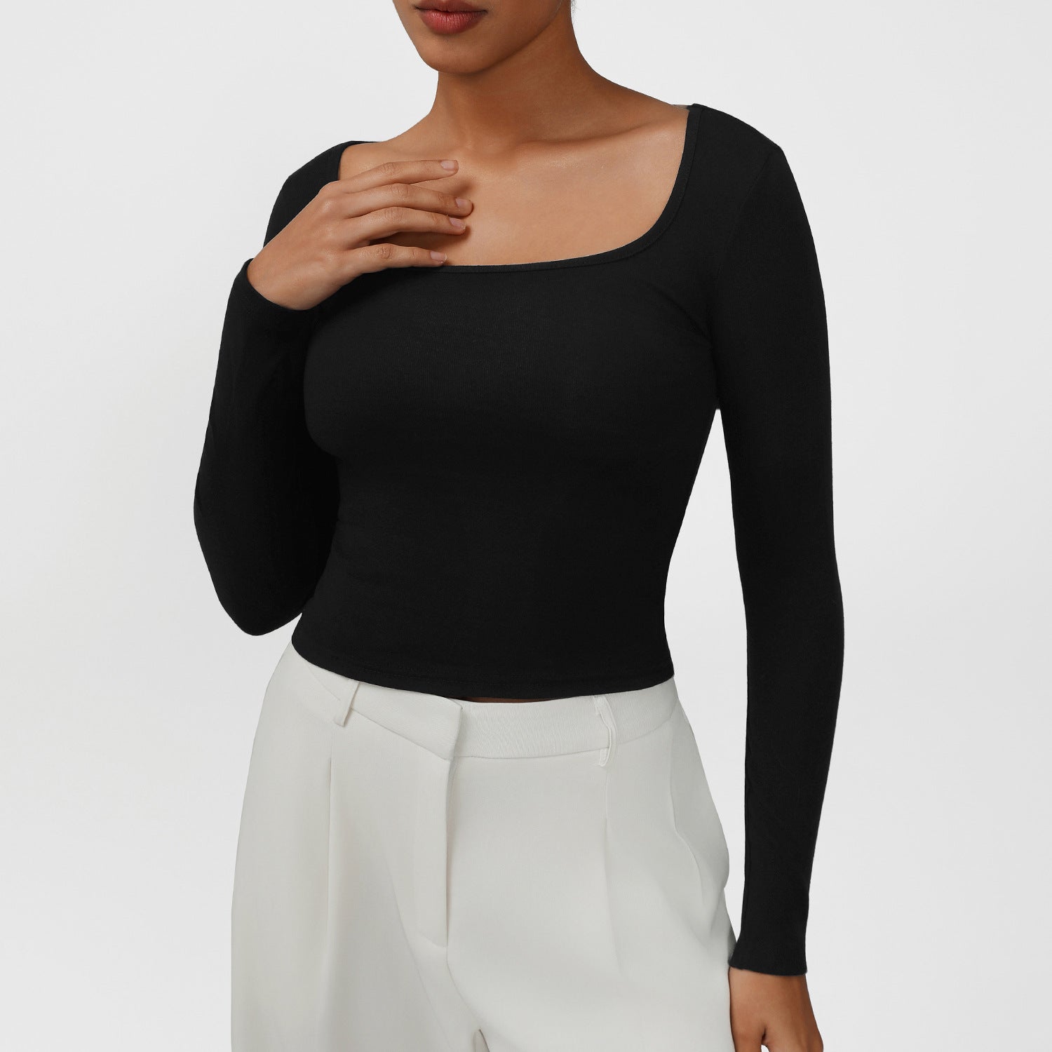 New style versatile sports top with square neck