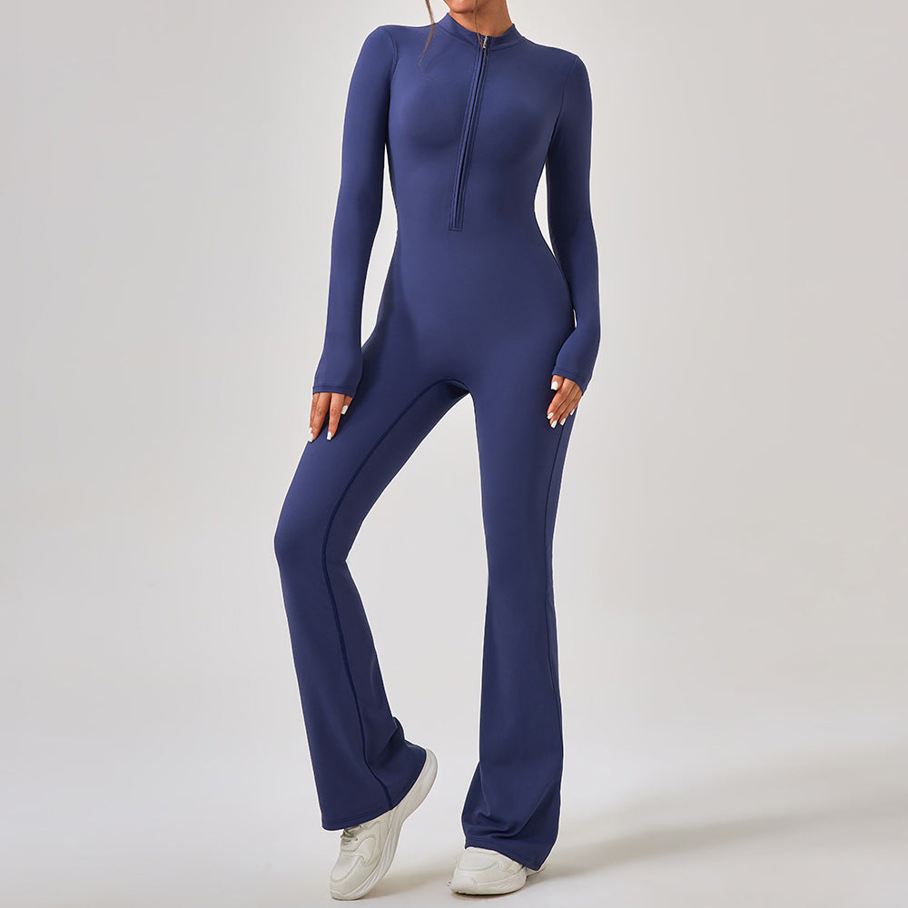 Women's Popular zippered flared jumpsuit