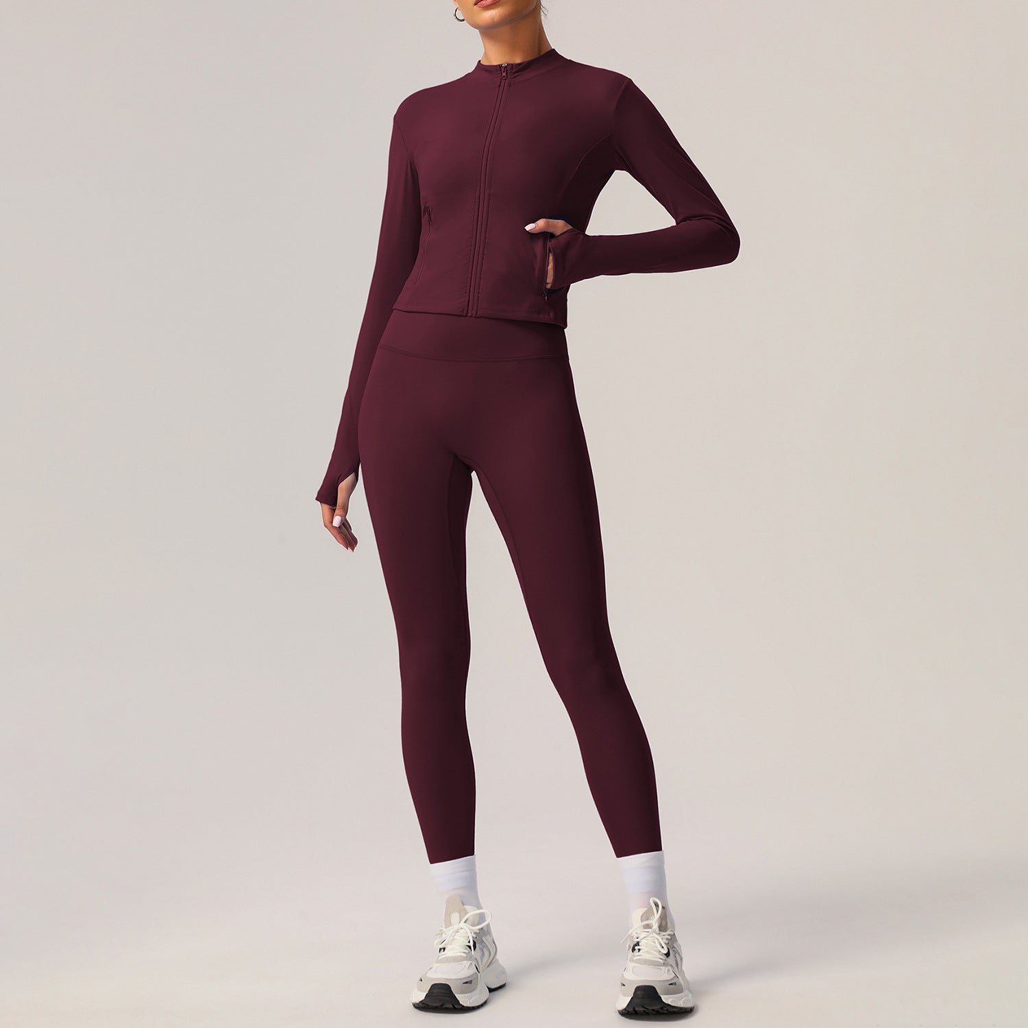 Women's Casual Long Sleeve Jacket Yoga Set