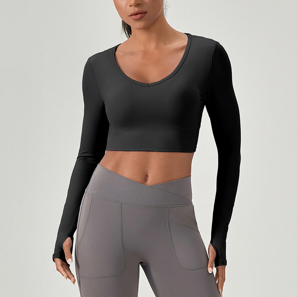 Tight long sleeve yoga wear cross back sports top