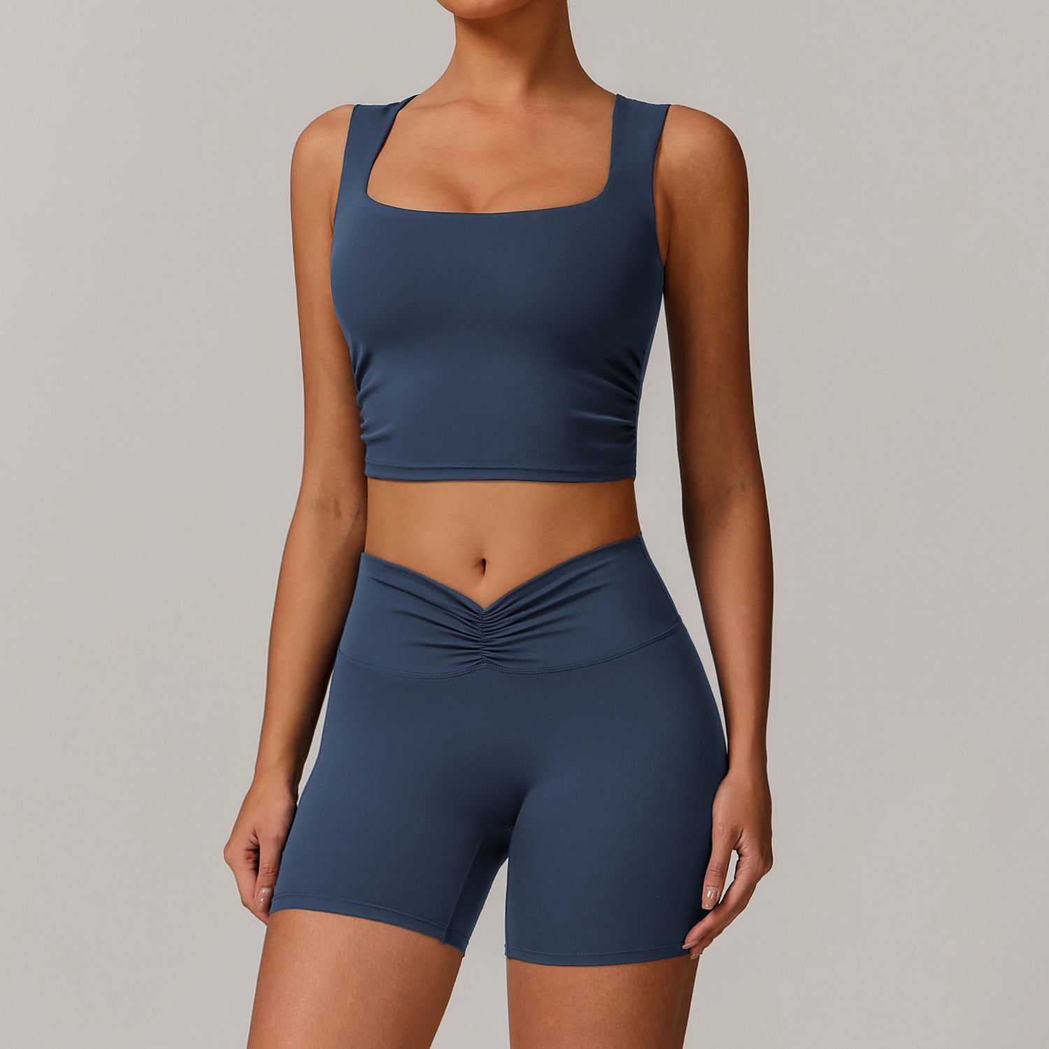 Women's Gathered hip-lifting shorts sports running set