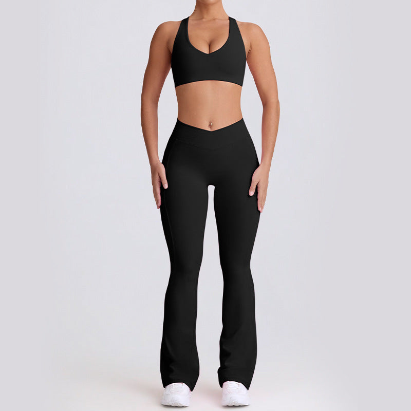 Quick-drying sports bras suit new fashion flare pants set