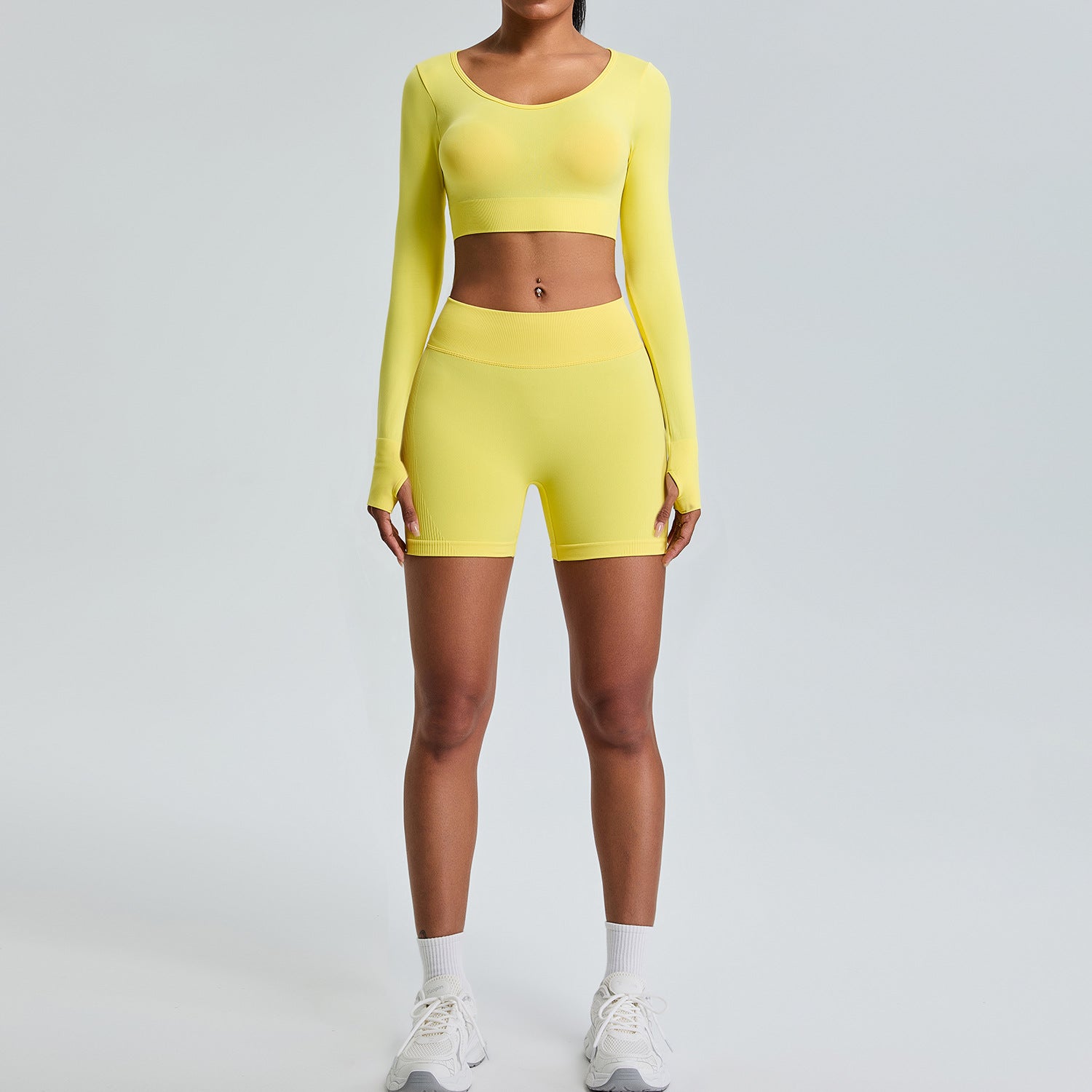 Women's Long Sleeve Seamless Shorts Set