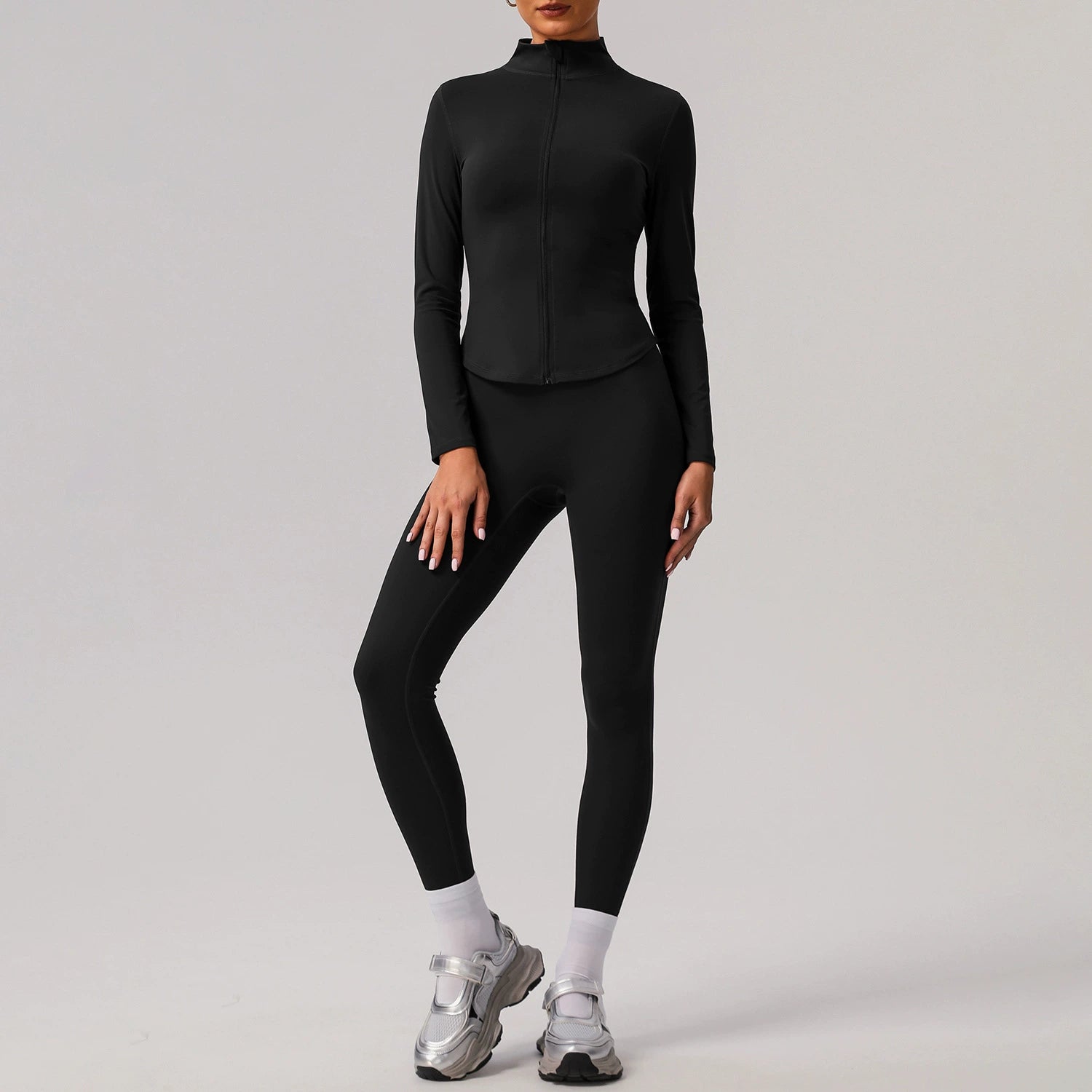 Women's Tight Nude long jacket Yoga Set