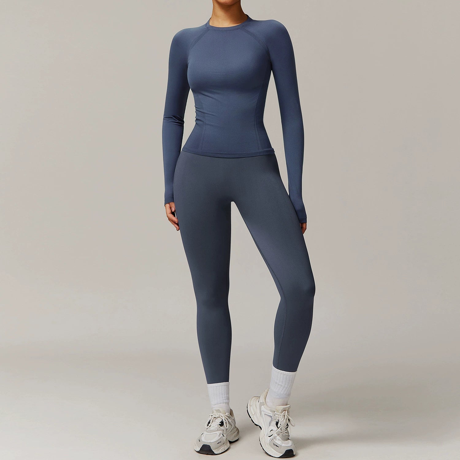 Women's Seamless ribbed long-sleeved trousers set