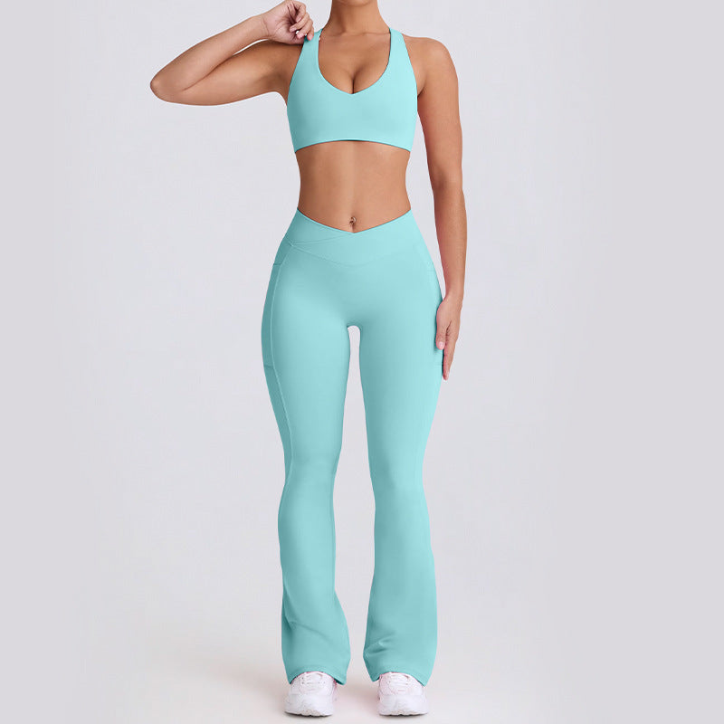 Quick-drying sports bras suit new fashion flare pants set