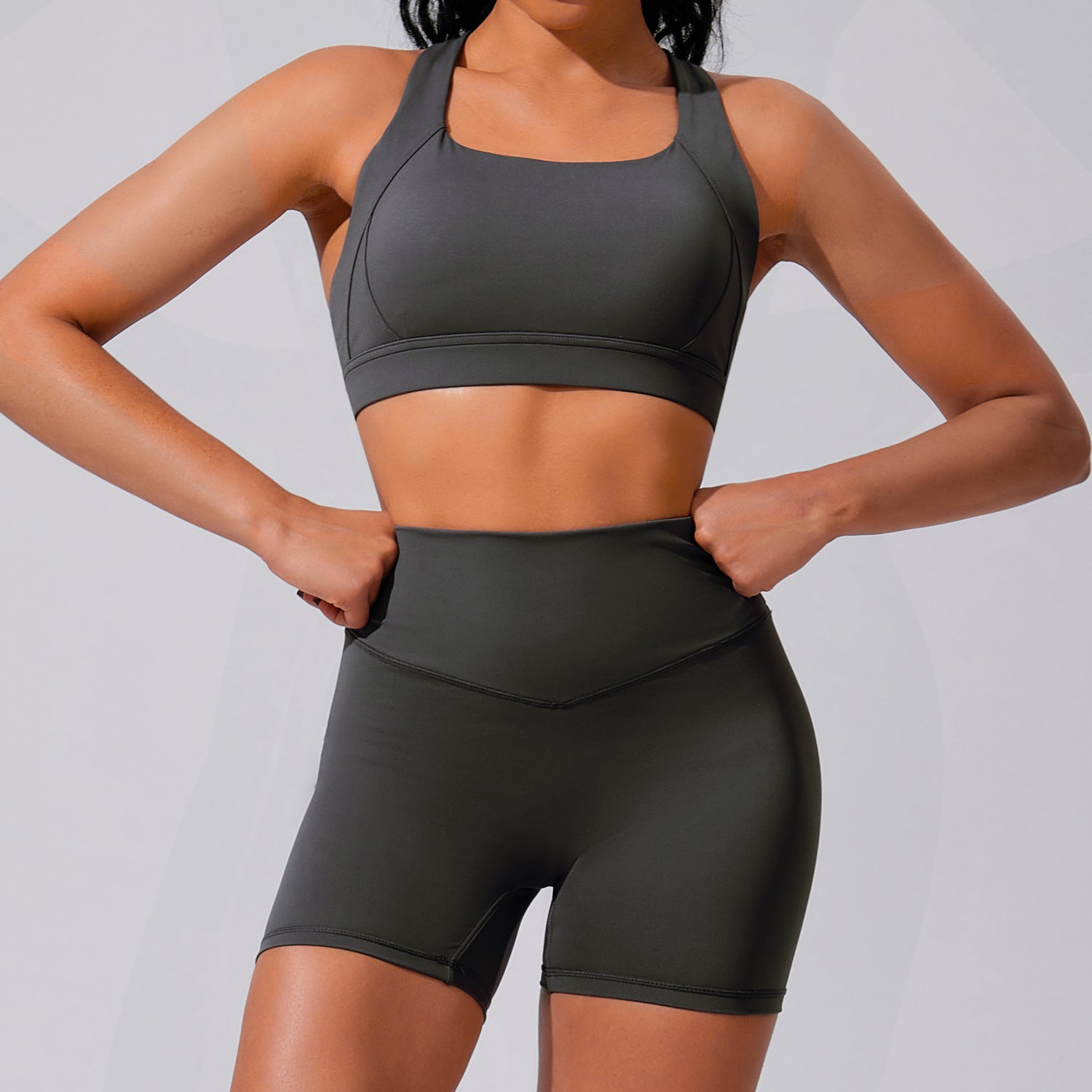 Women's Tight hip-lifting fitness suit two-piece set