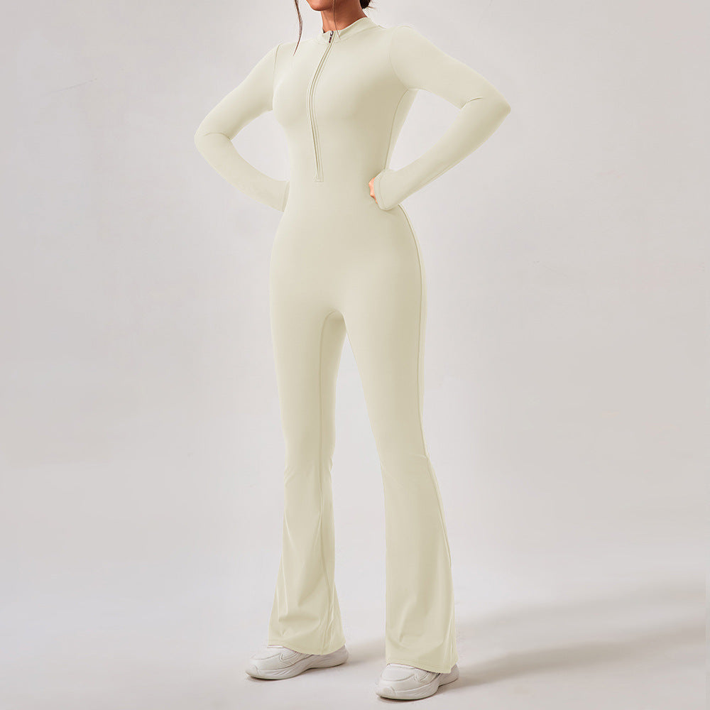 Women's Popular zippered flared jumpsuit