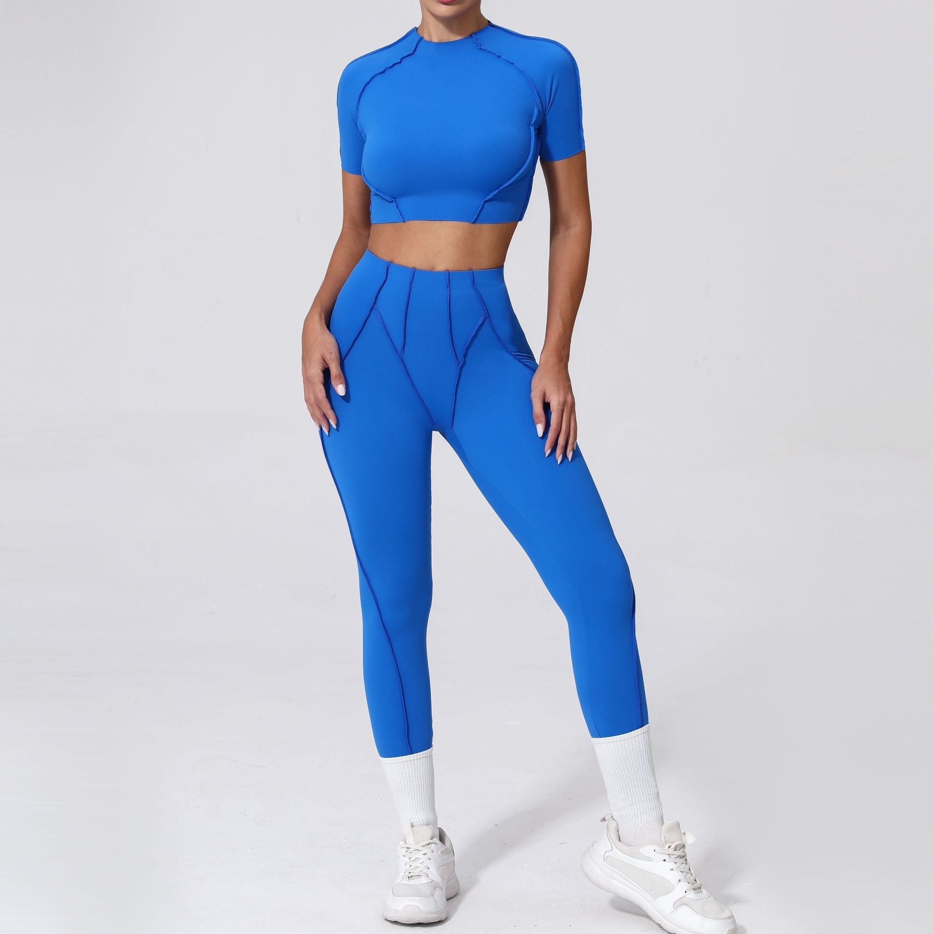 Women's quick-drying short-sleeved sports fitness suit
