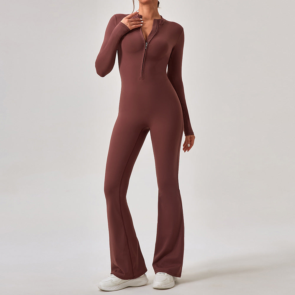 Women's Popular zippered flared jumpsuit