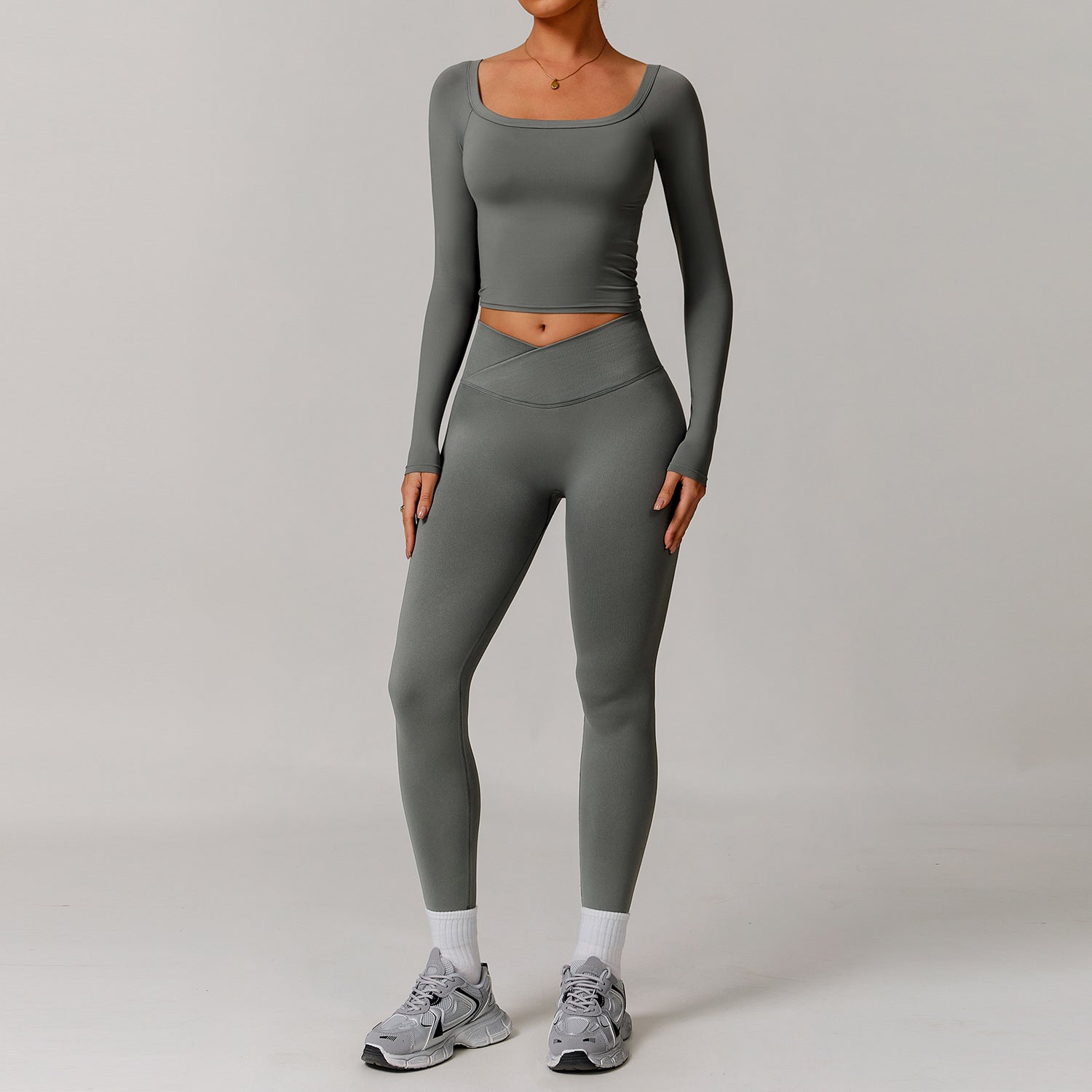 Women's Off-shoulder long sleeve with leggings yoga set