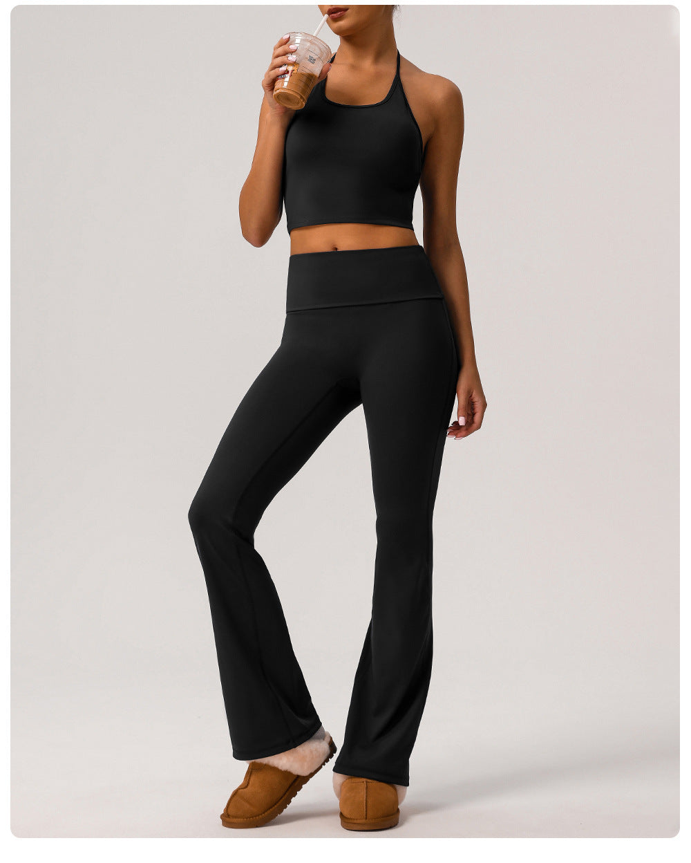 Women's Fold-over high waist pants casual versatile sports suit