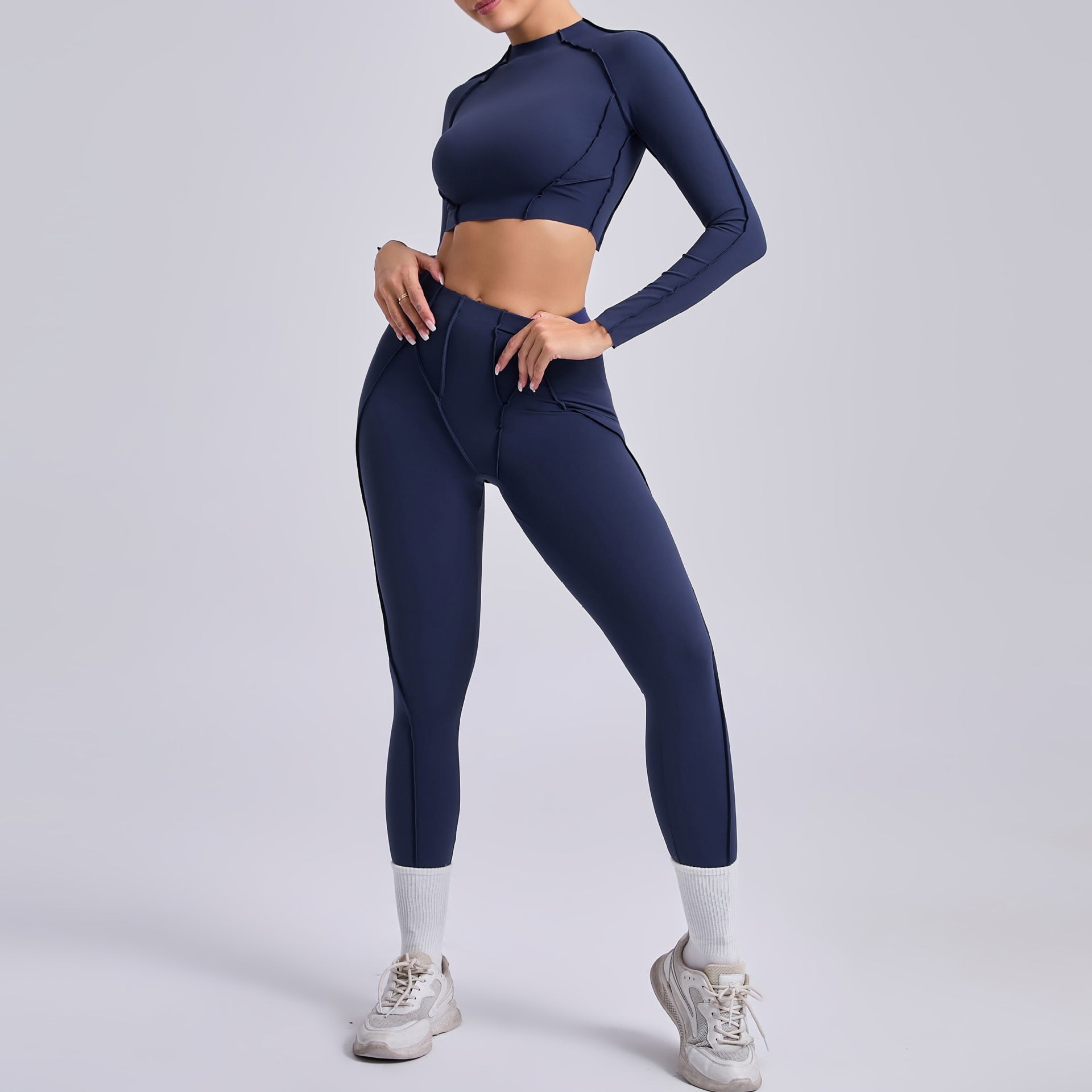 Pleated hip-lifting all-match yoga wear running sports fitness suit