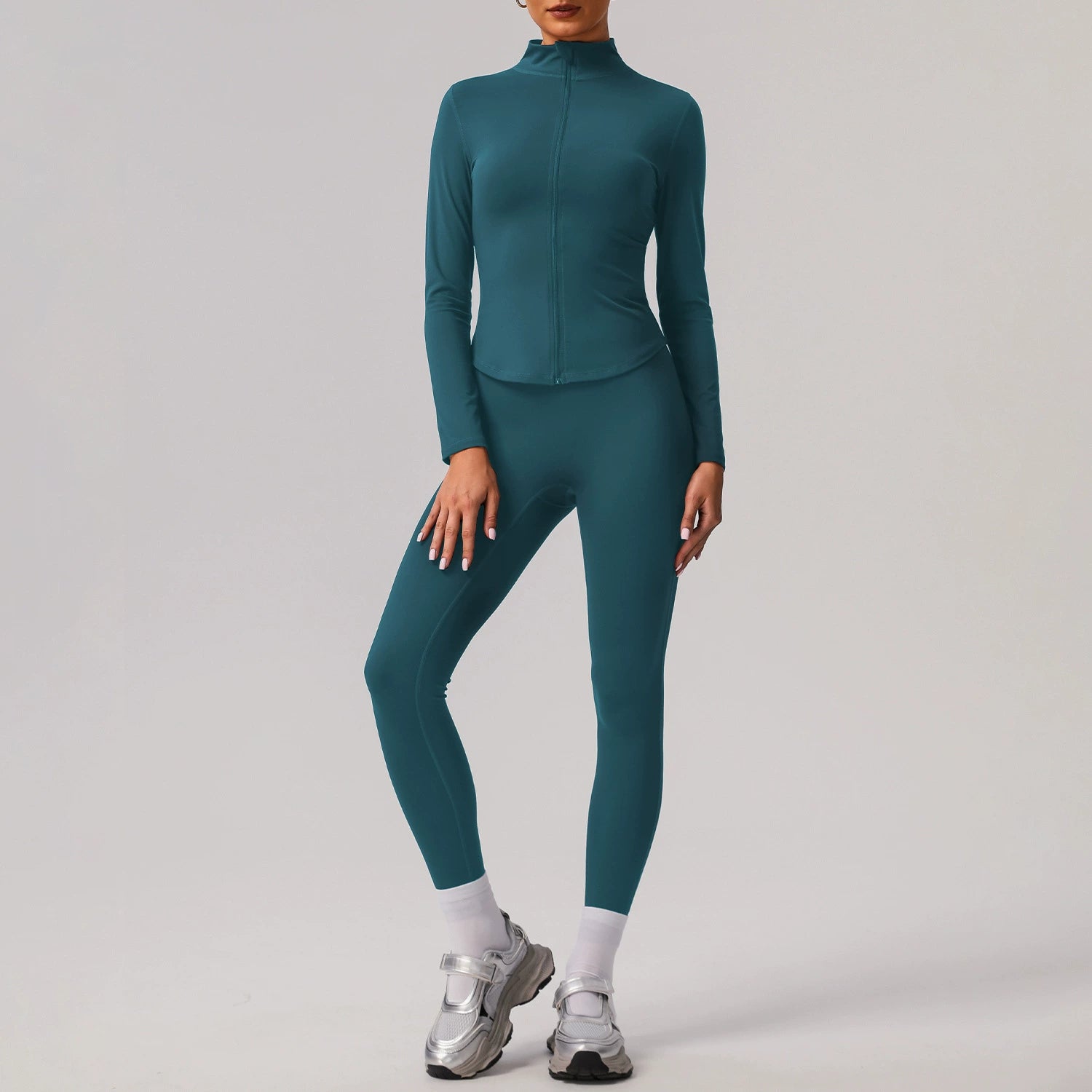 Women's Tight Nude long jacket Yoga Set
