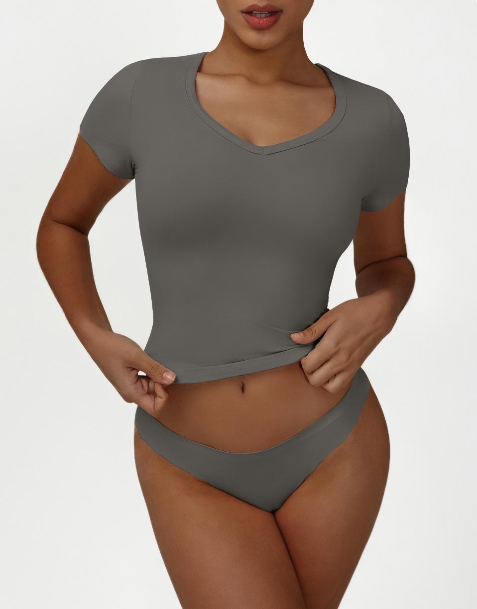 women's v-neck sexy back sports top