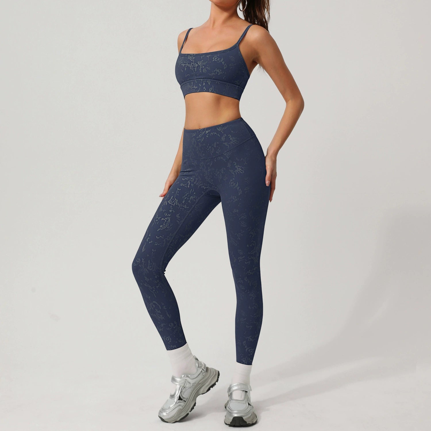 Women's Silver-stamped bras with leggings yoga suit