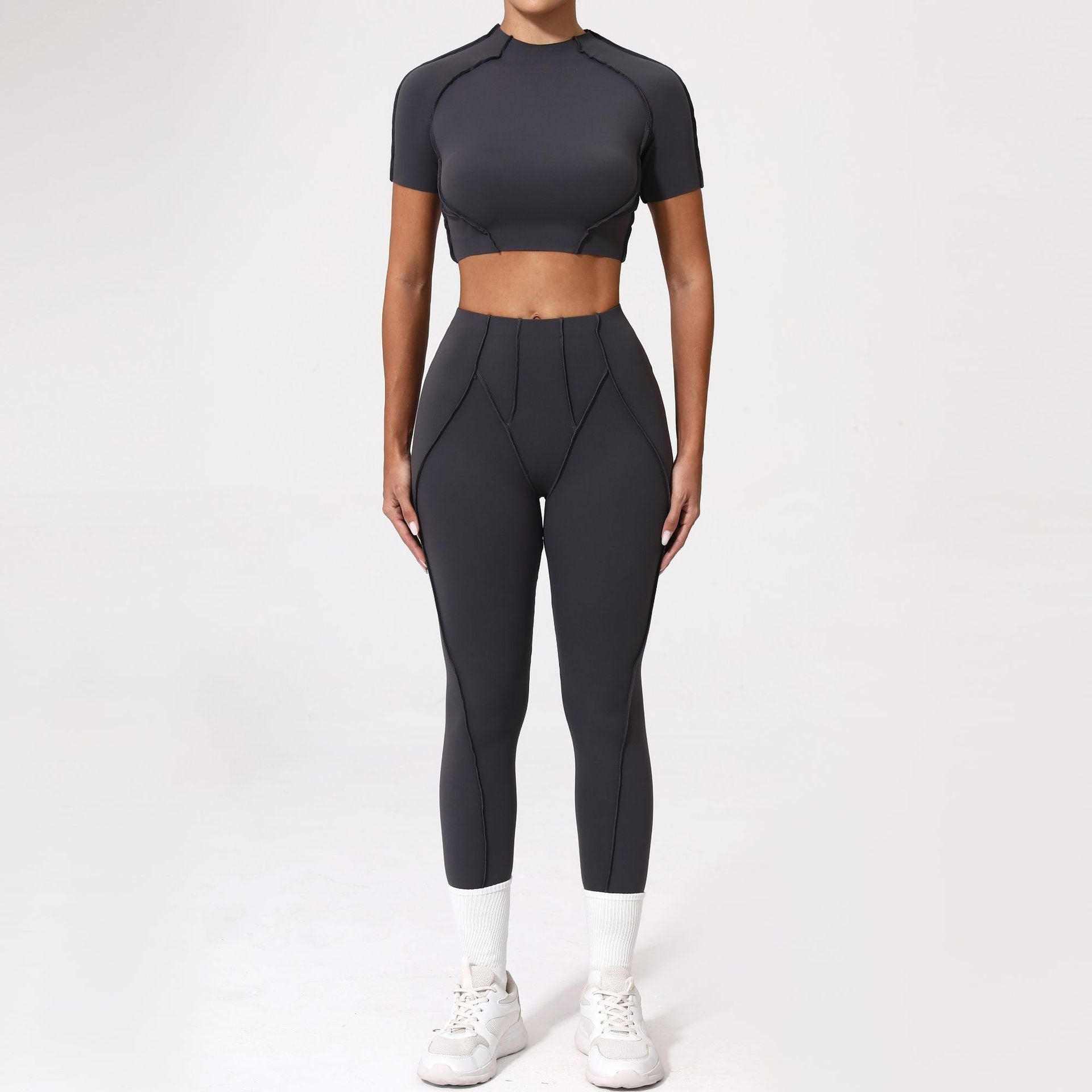 Women's quick-drying short-sleeved sports fitness suit