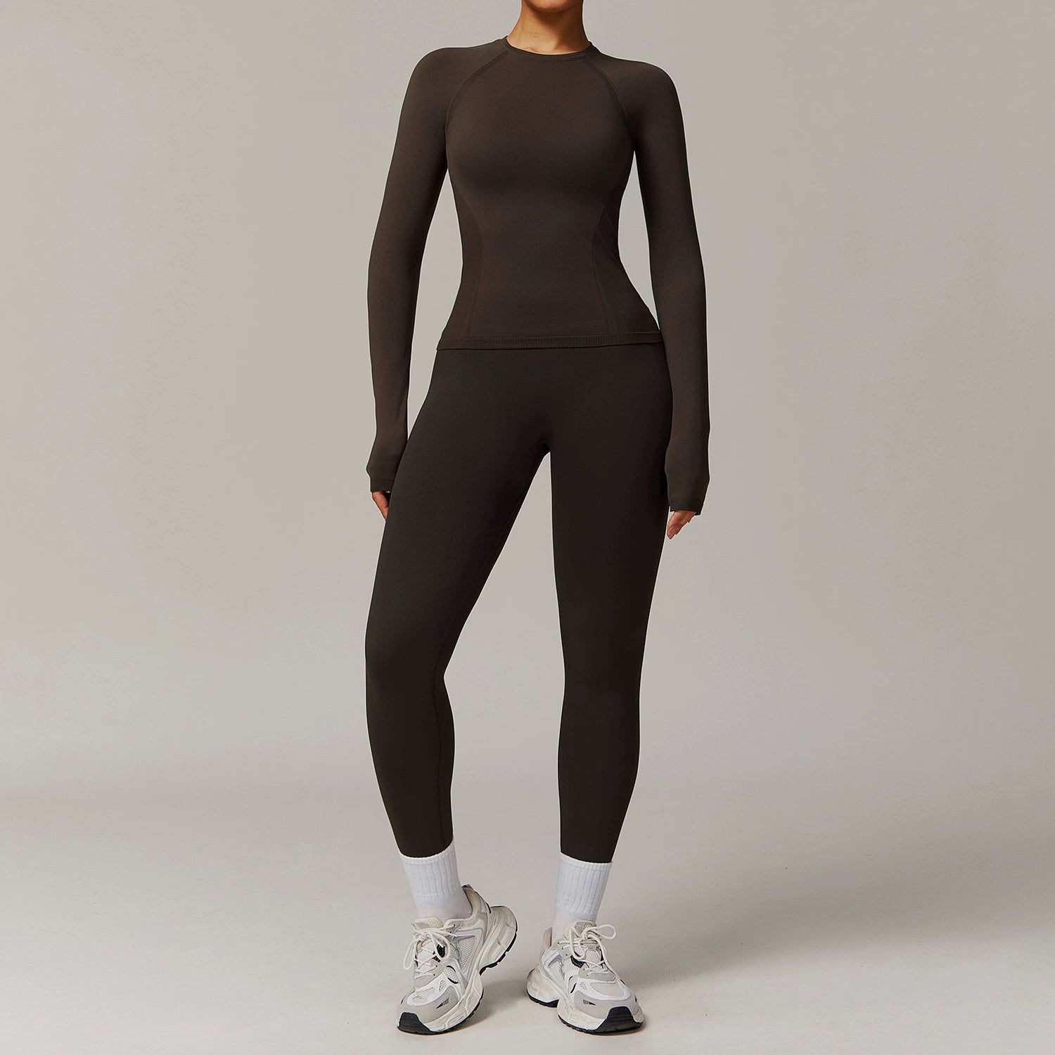 Women's Seamless ribbed long-sleeved trousers set
