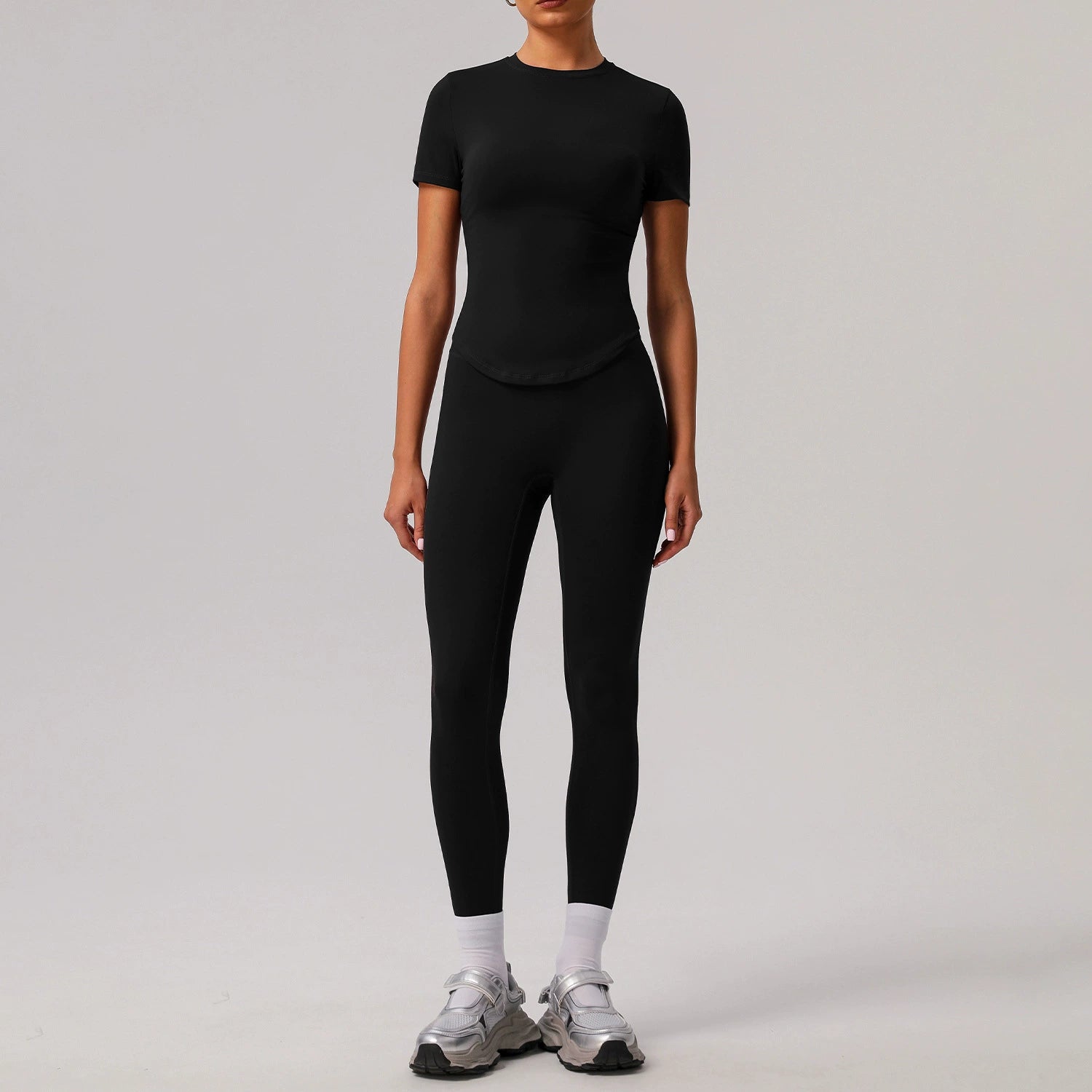 Women's fitness short sleeve shirt sportswear set