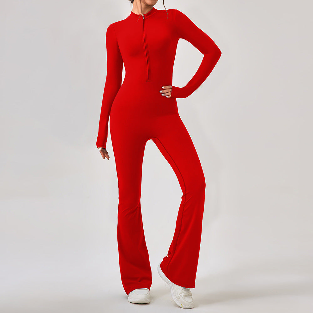 Women's Popular zippered flared jumpsuit