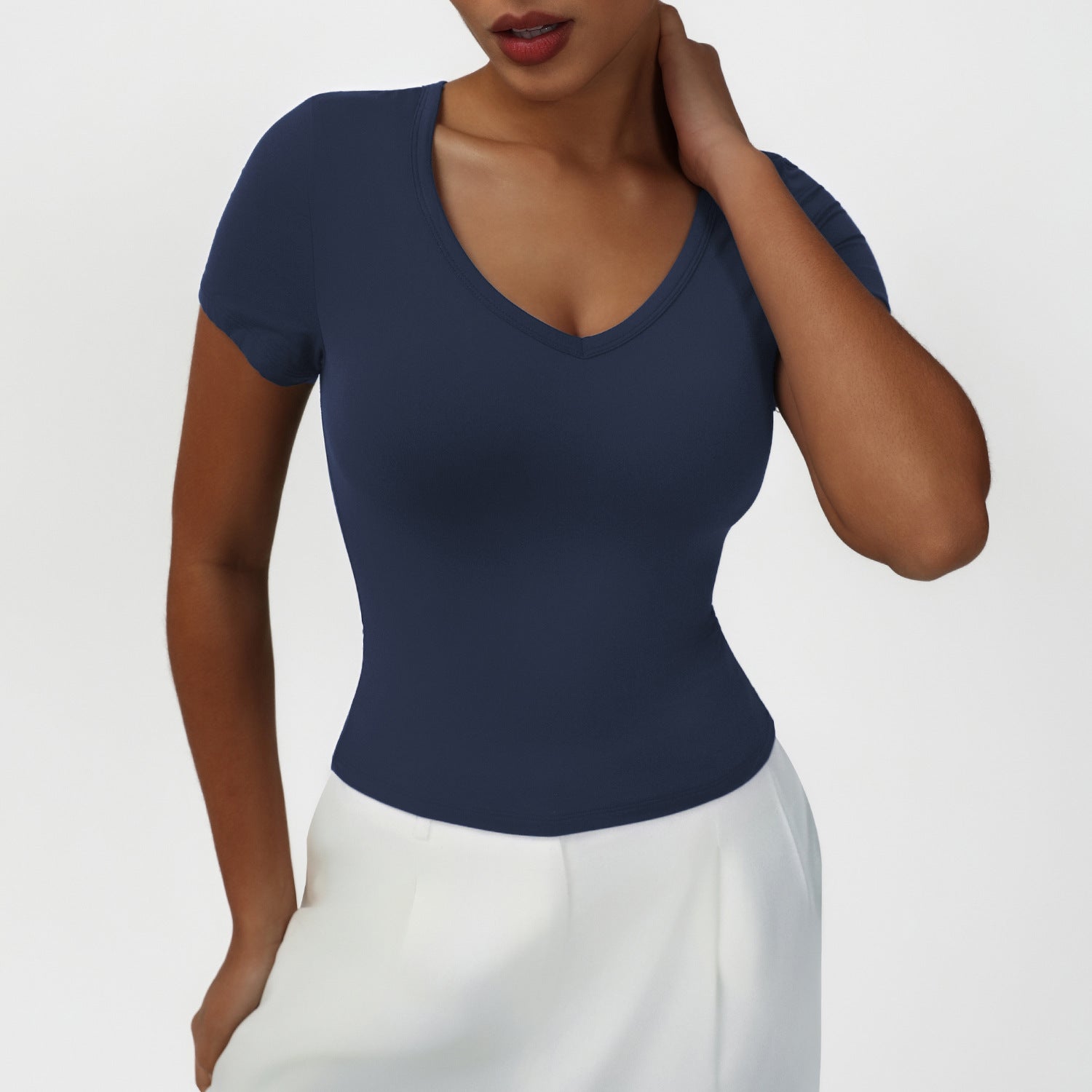 women's v-neck sexy back sports top