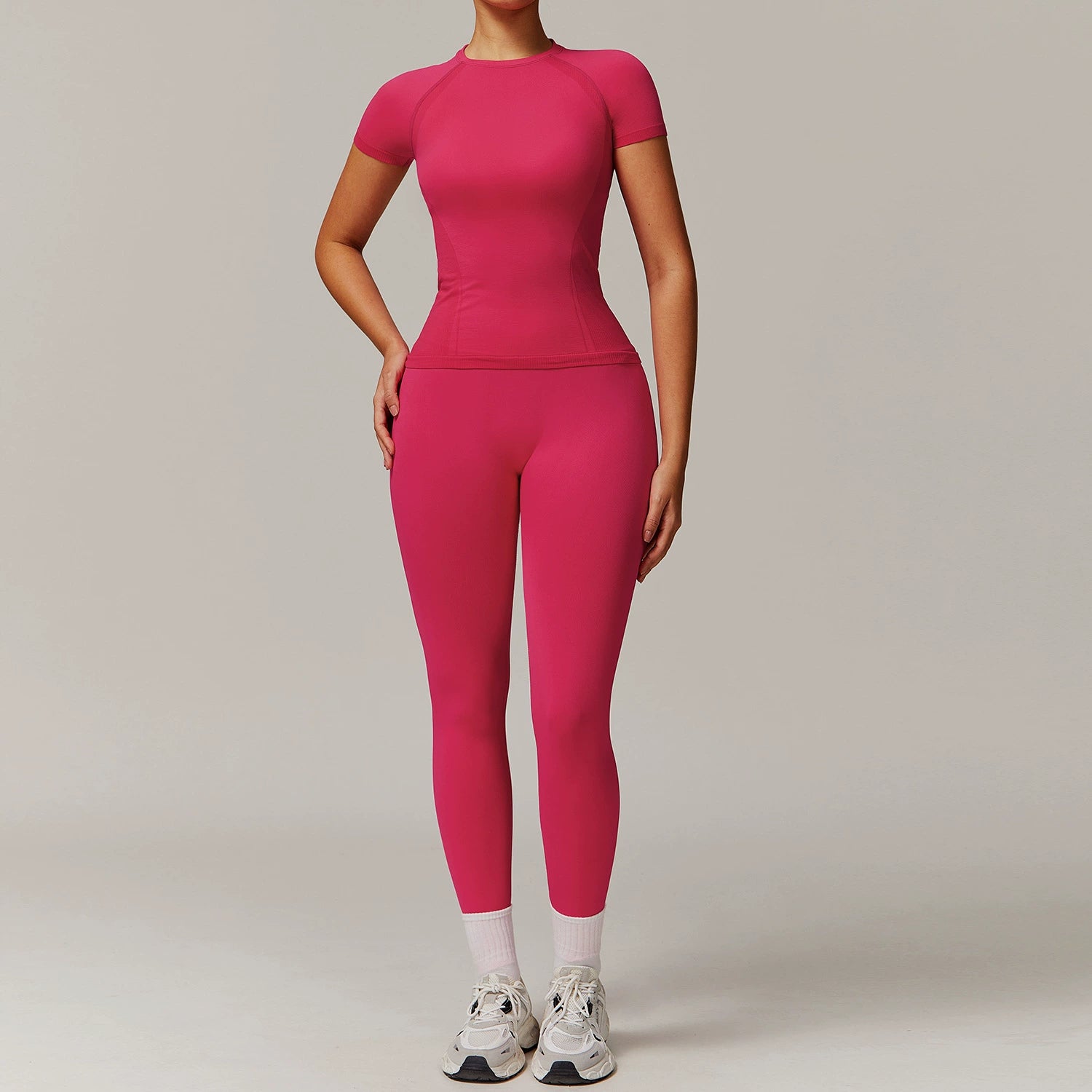 Women's Casual Quick-drying Short Sleeve T-shirt with leggings Set