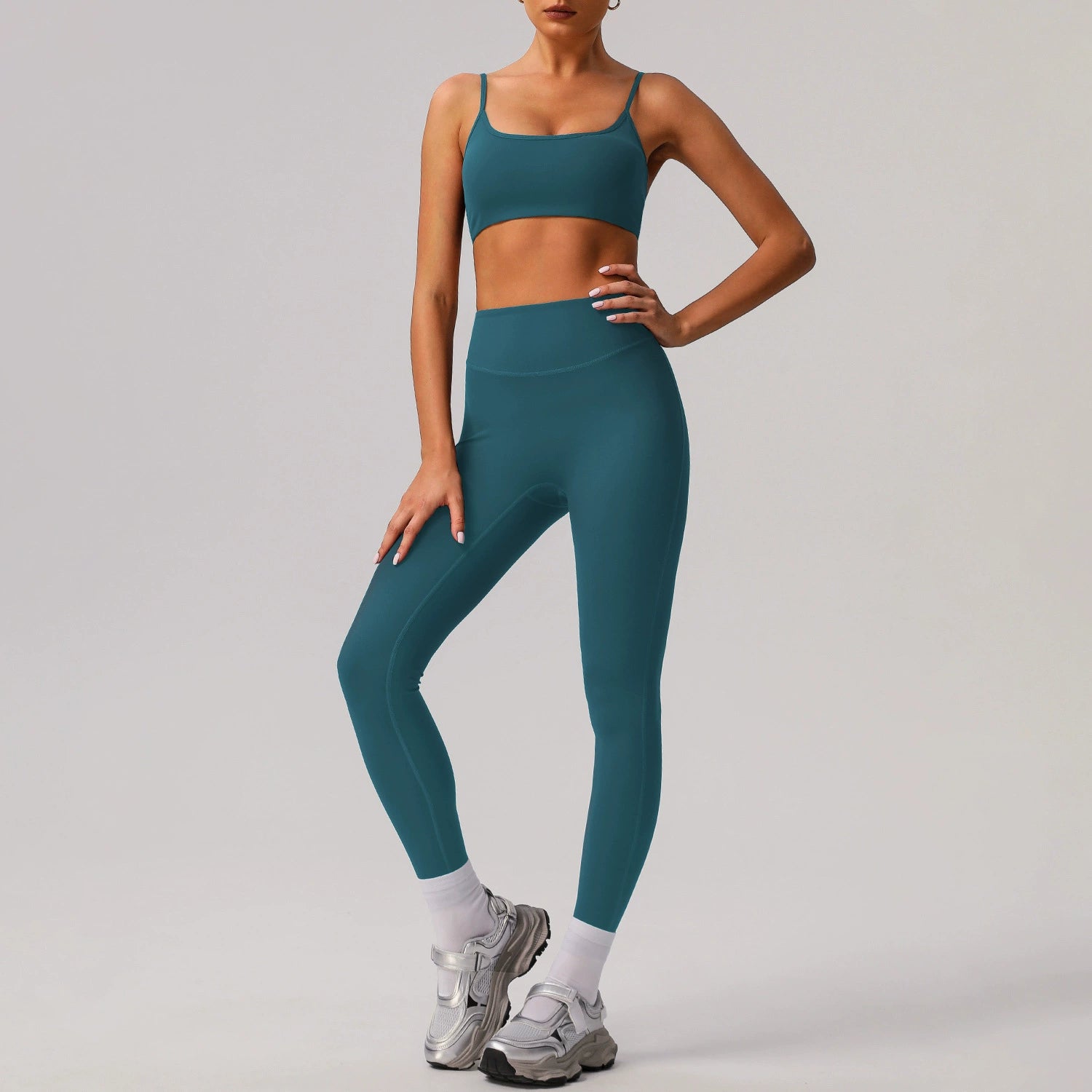High elastic breathable body shaping running sports suit