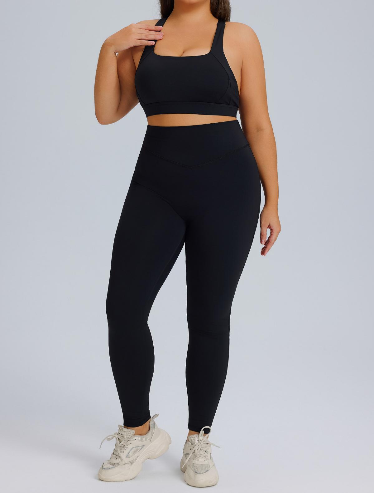 Women's plus size sports bras with leggings set