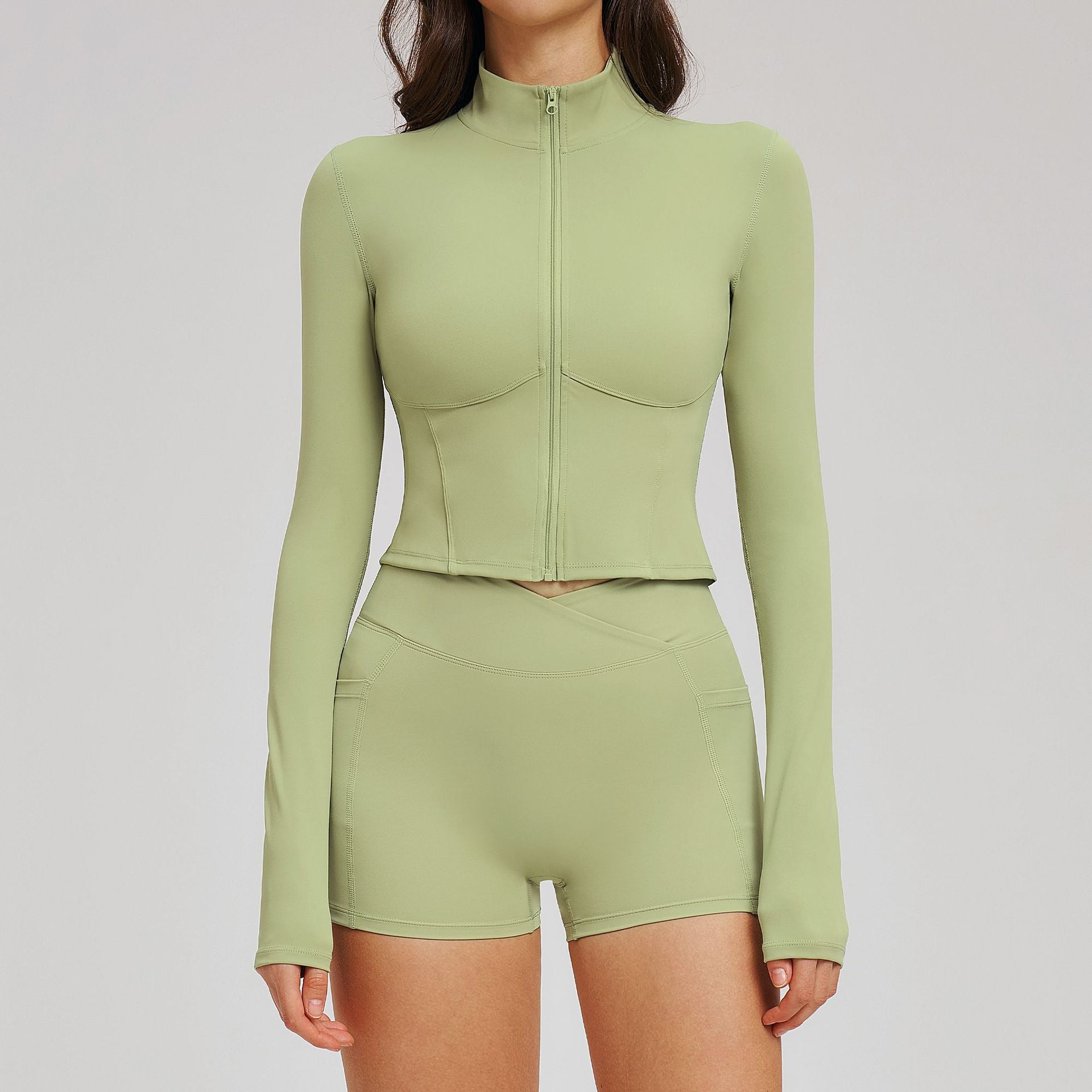 Naked-feel zipper fashion casual suit fitness running sports jackets suit