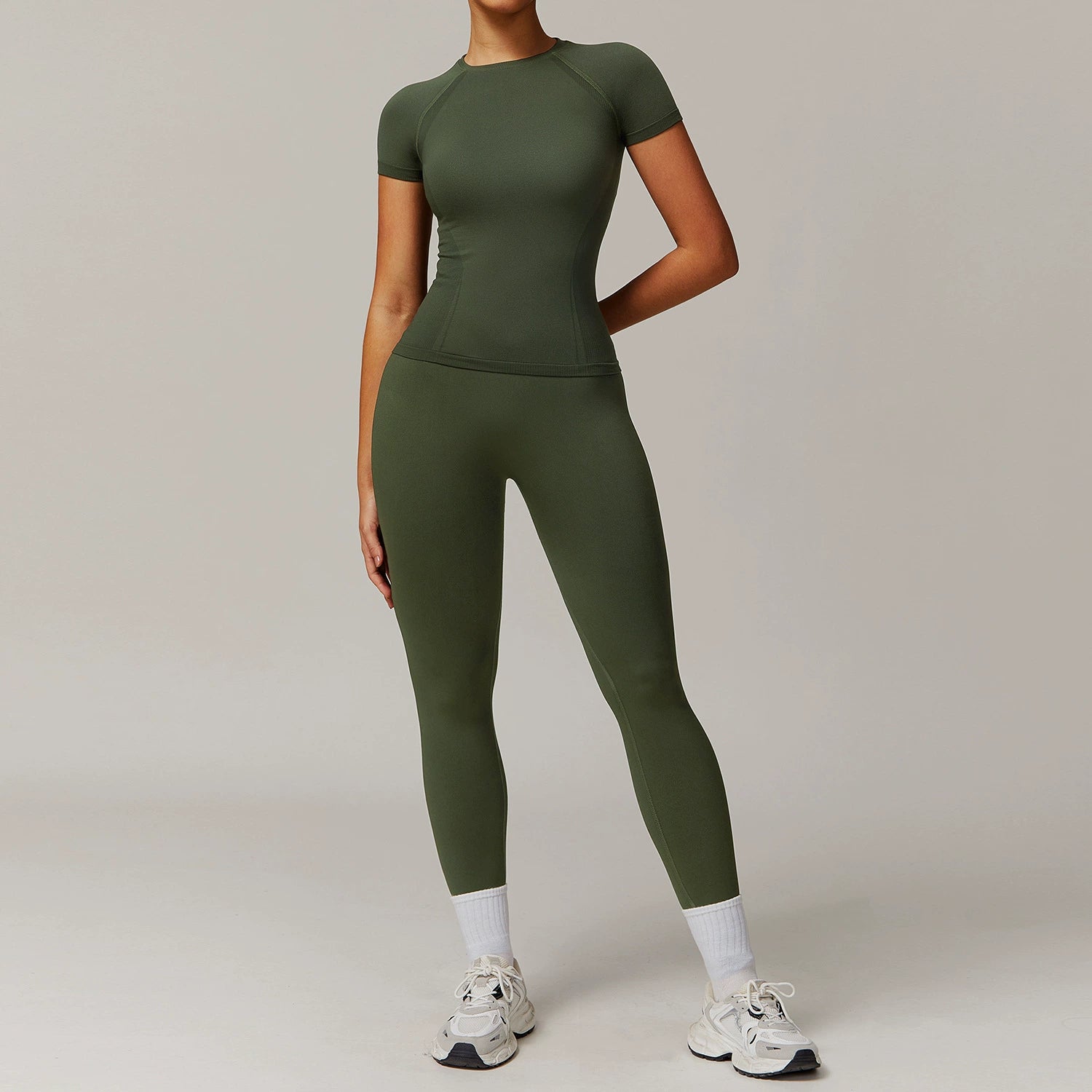 Women's Casual Quick-drying Short Sleeve T-shirt with leggings Set