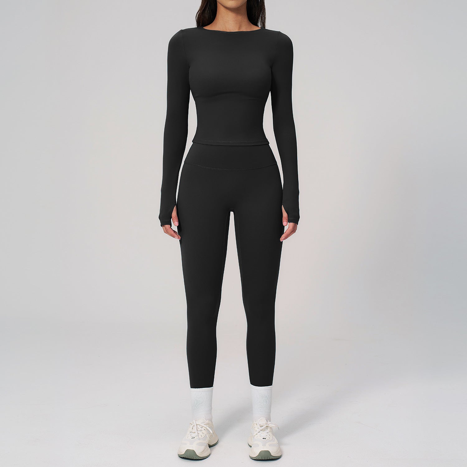 Quick-Drying Long-Sleeve Top with Butt-Lifting Leggings Set Compression Fitness Outfit