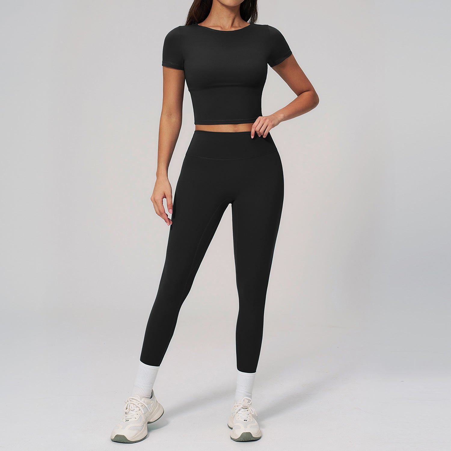 Quick-Drying T-Shirt with Leggings Set  Butt-Lifting Skin-Friendly Fitness Outfit