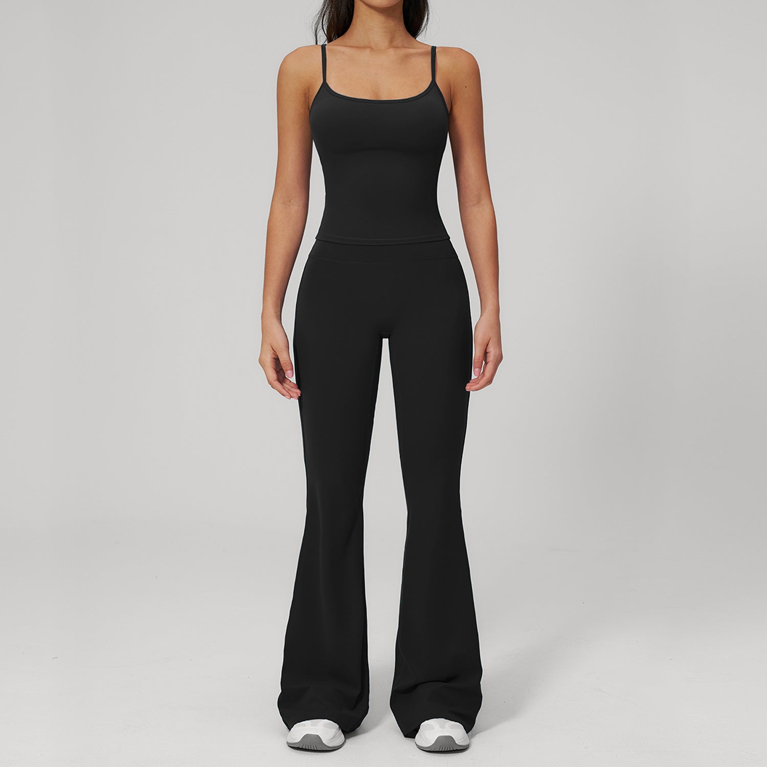 Quick-Drying Sports Bras with High-Waisted Peach-Lift Flared Fitness Pants