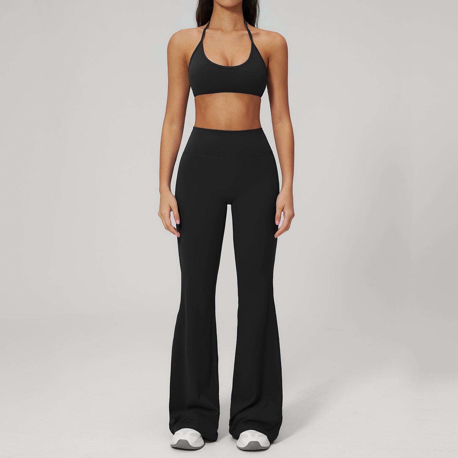 Quick-Drying Sports Bras with High-Waisted Peach-Lift Flared Fitness Pants