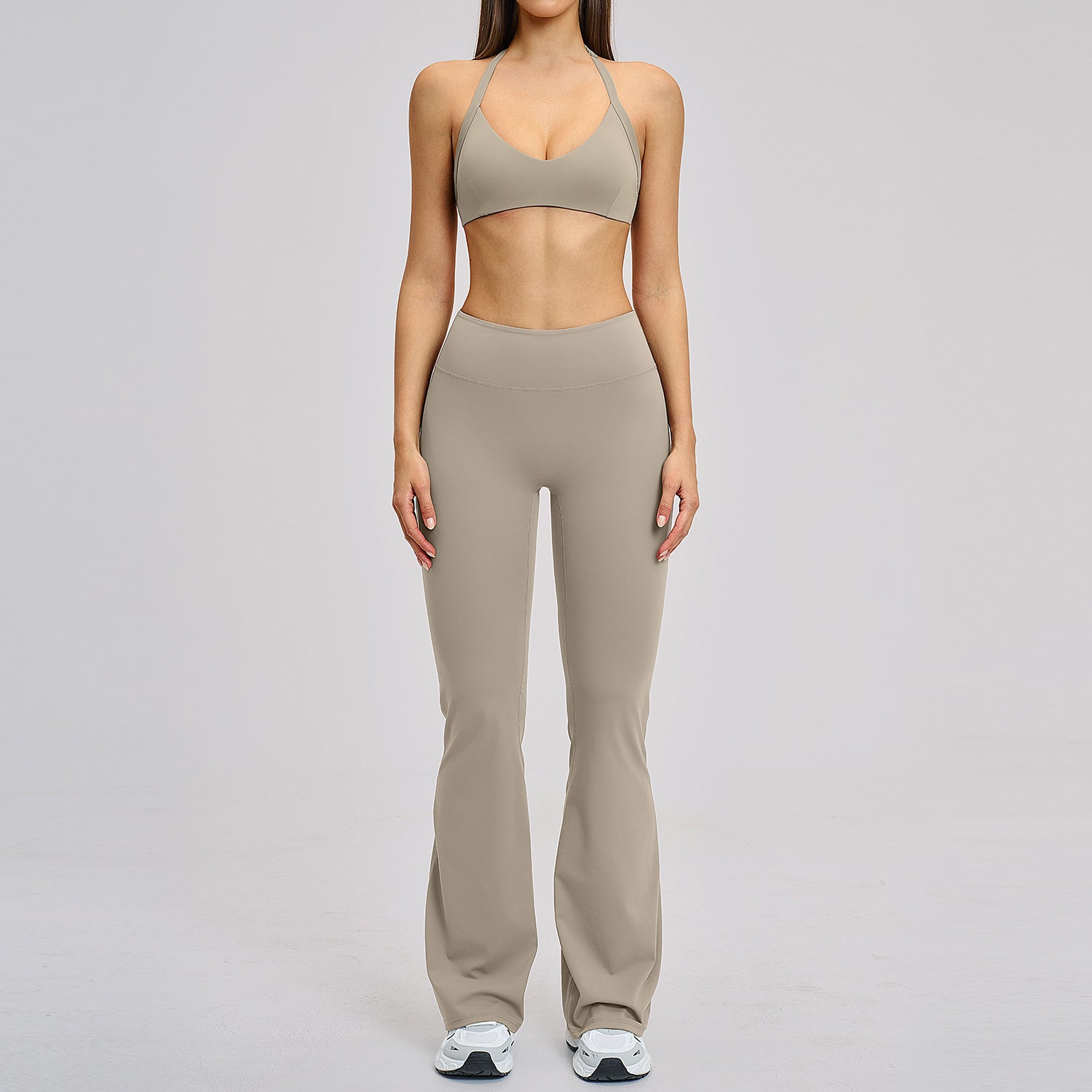 Hot-selling new style sports bras with flare fitness gym set for women