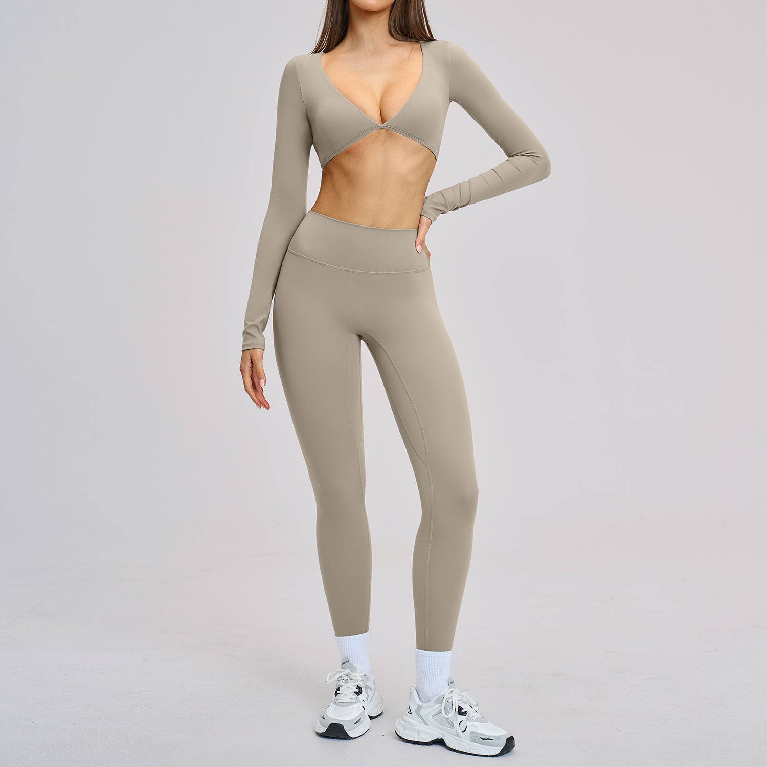 Hot-selling new style sports long sleeve shirts fitness gym set for women