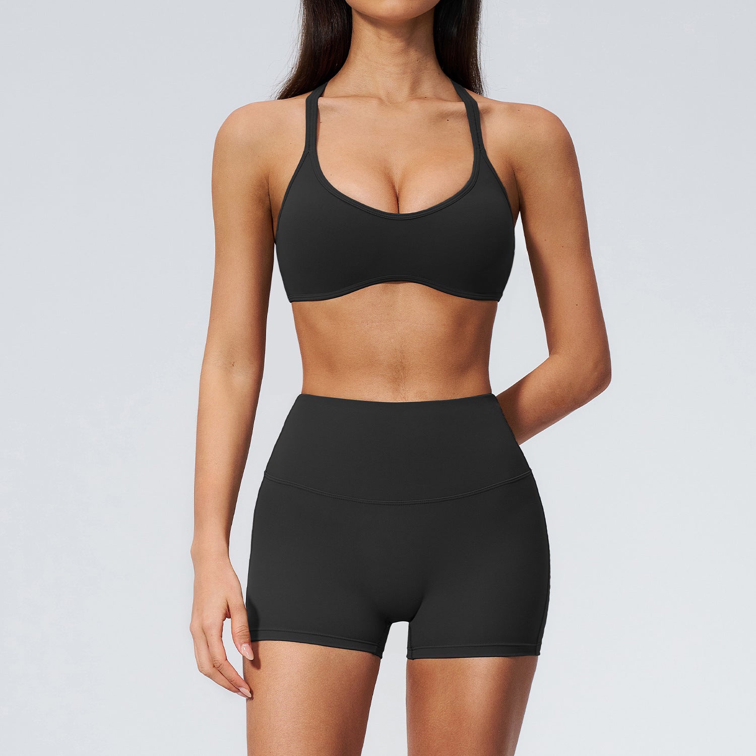 Women's wholesale quick-drying bras with shorts fitness set