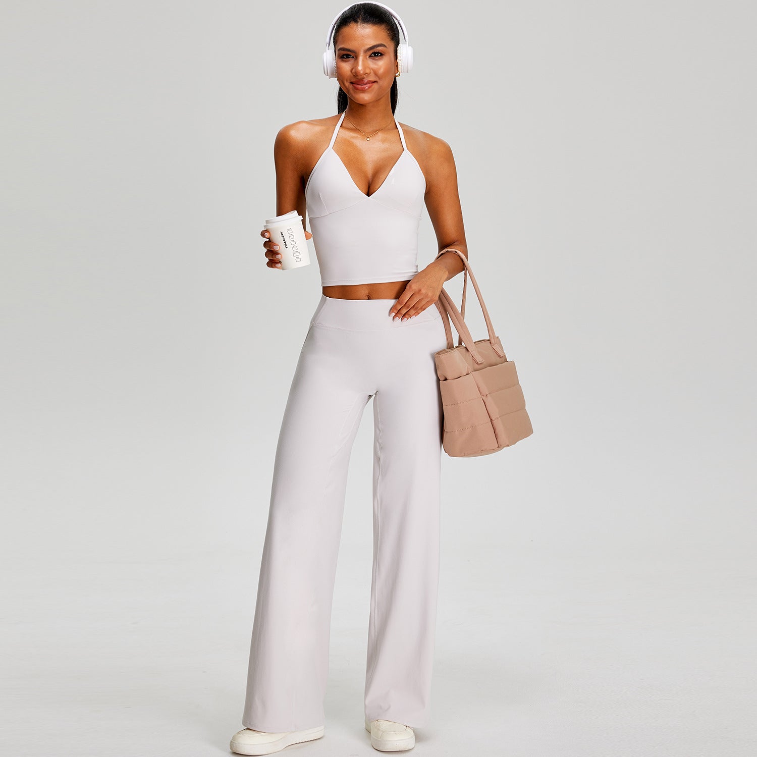 Sexy Solid-Color Backless Sports Bra with pants Set fitness Yoga Outfit