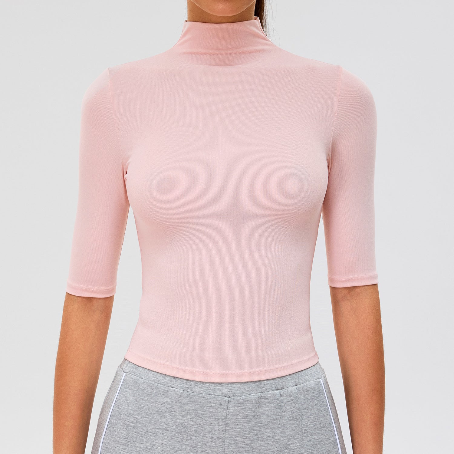 New High-Neck Short-Sleeve Yoga Top
