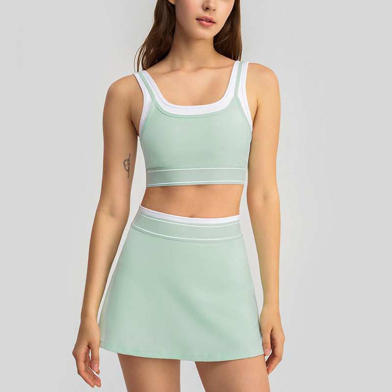 New Sports Bra with Tennis Skirt Yoga Outfit Set