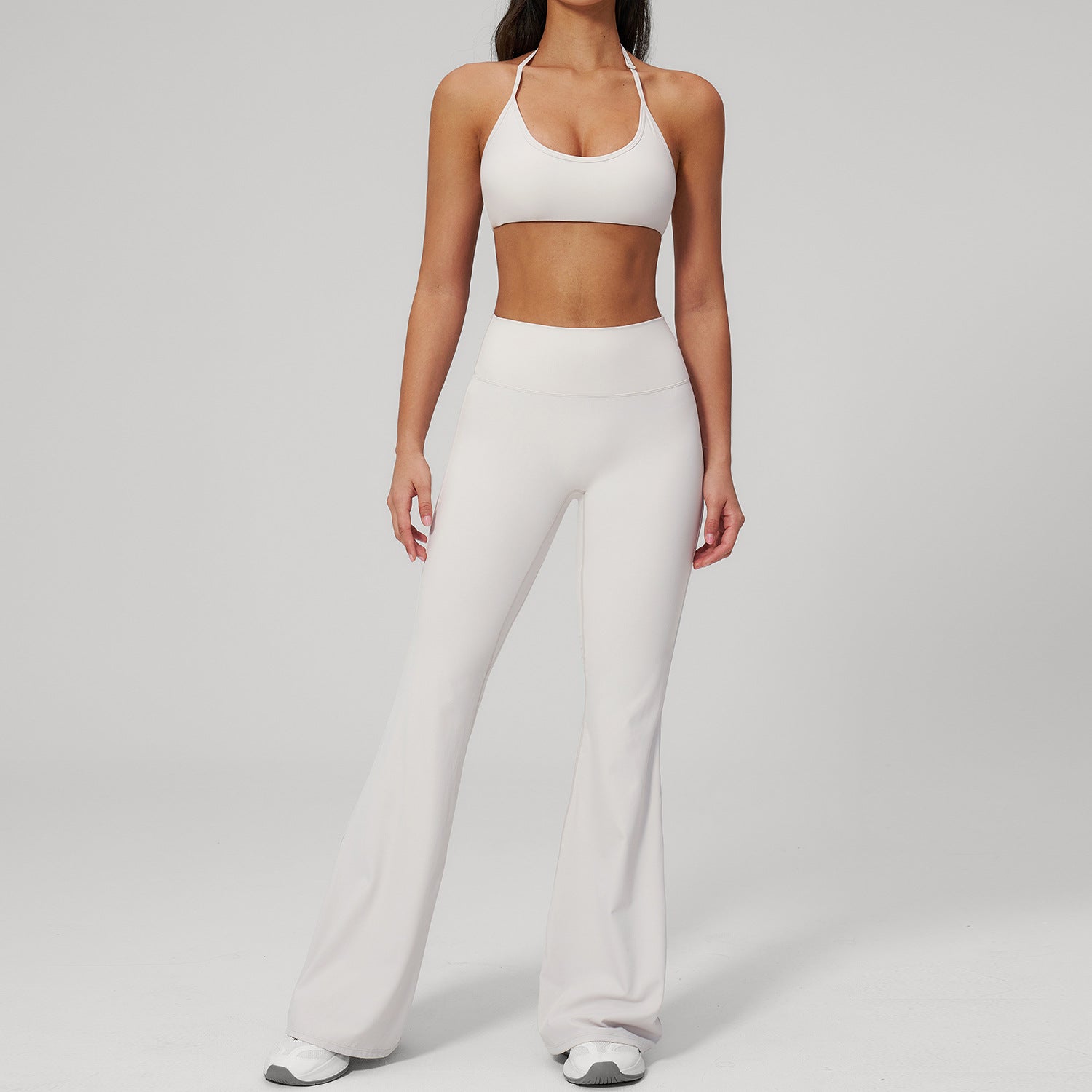 Quick-Drying Sports Bras with High-Waisted Peach-Lift Flared Fitness Pants