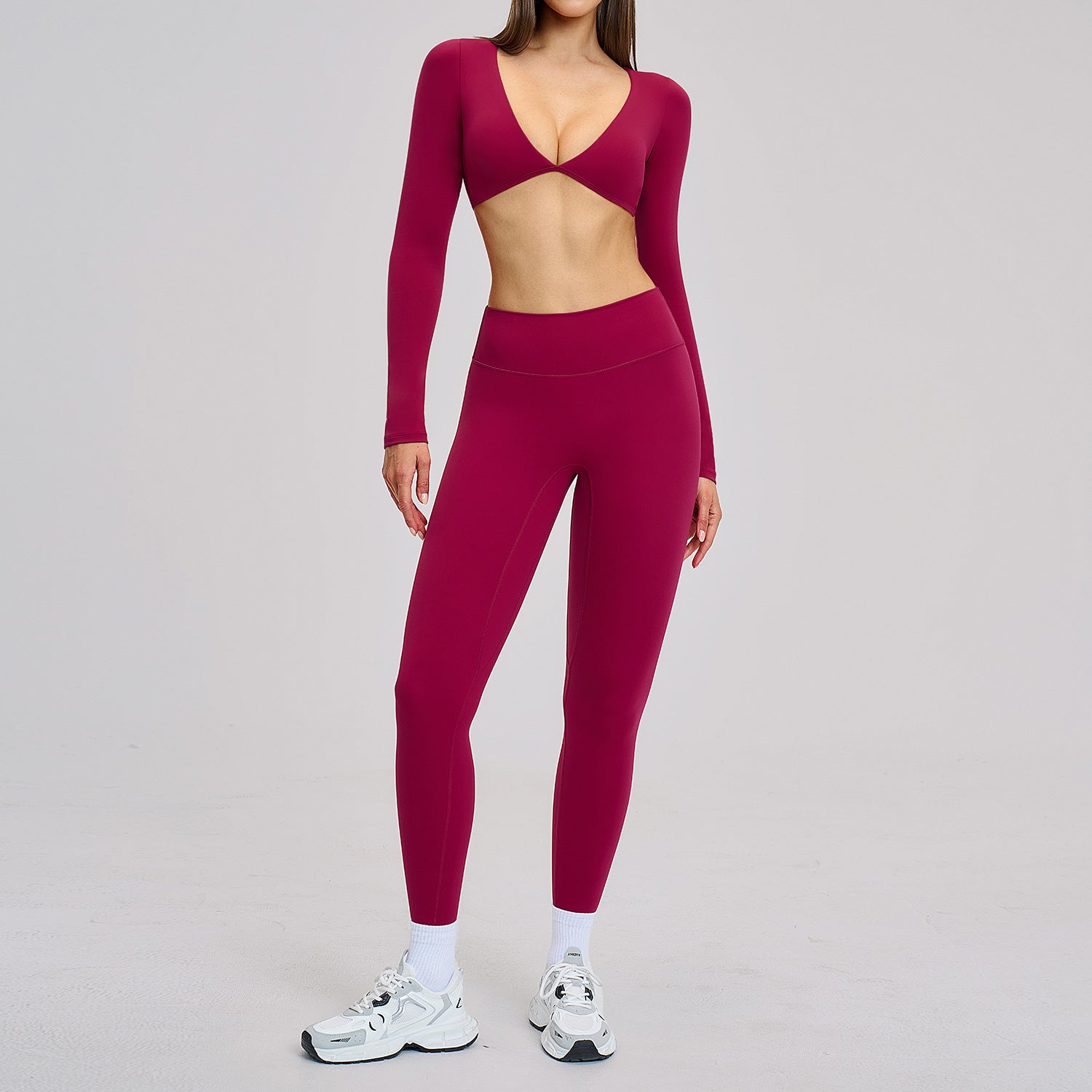 Hot-selling new style sports long sleeve shirts fitness gym set for women