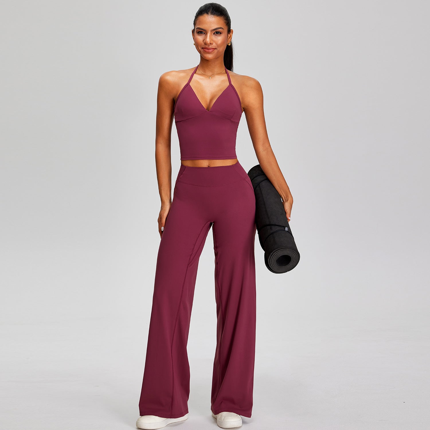 Sexy Solid-Color Backless Sports Bra with pants Set fitness Yoga Outfit