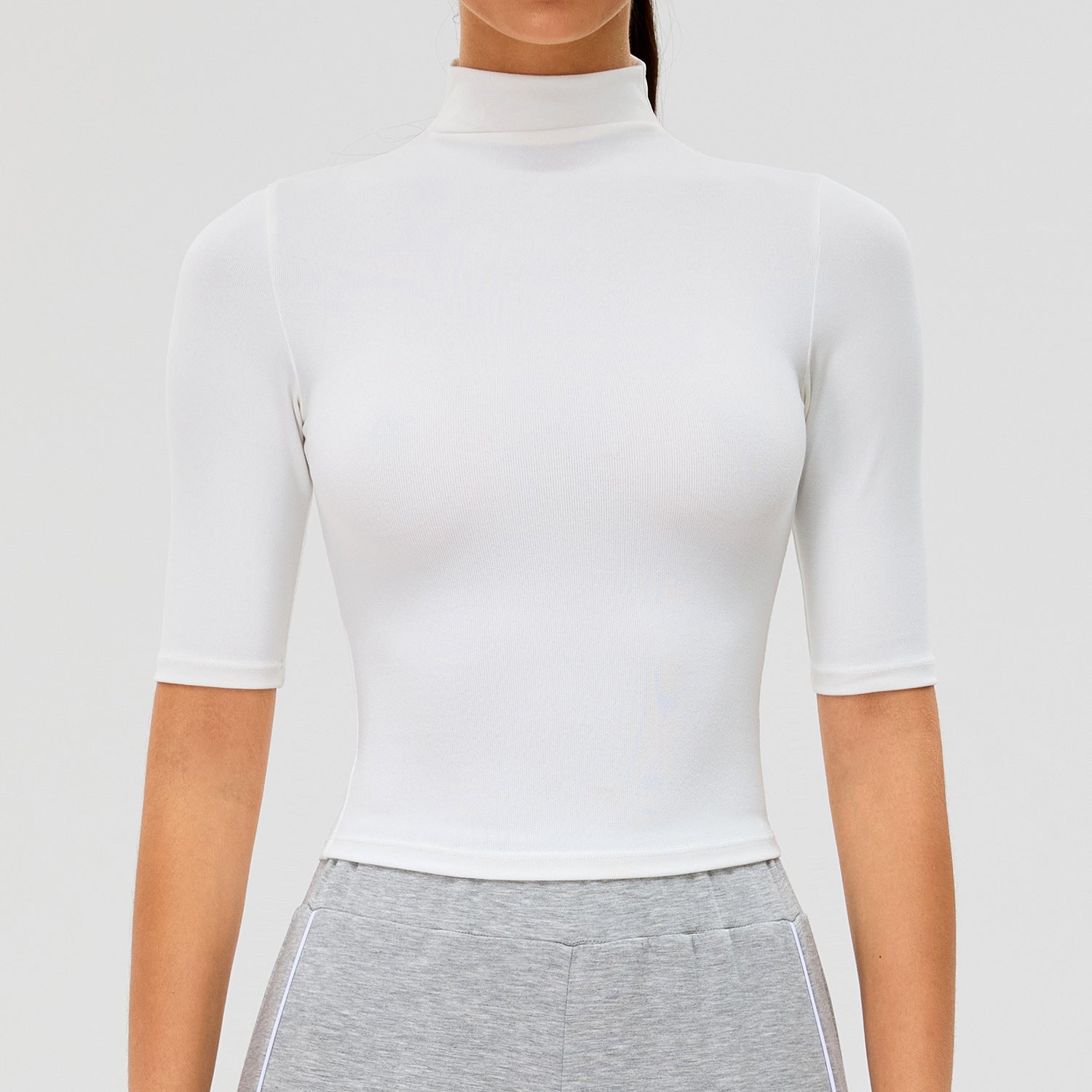 New High-Neck Short-Sleeve Yoga Top