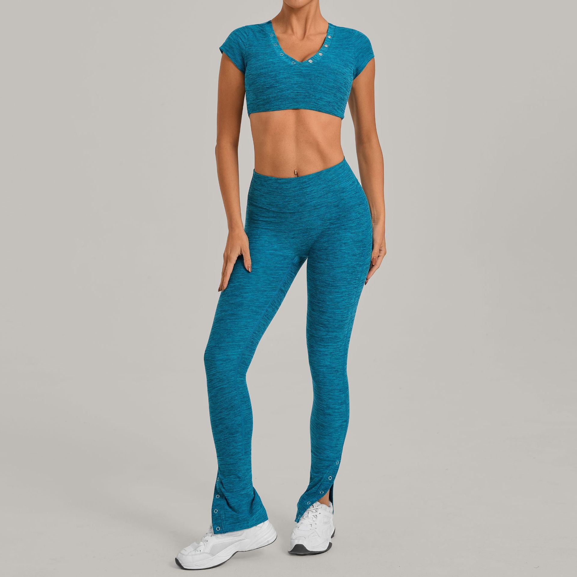 Women's Short-Sleeve with Long-Pant Yoga Two-Piece Set