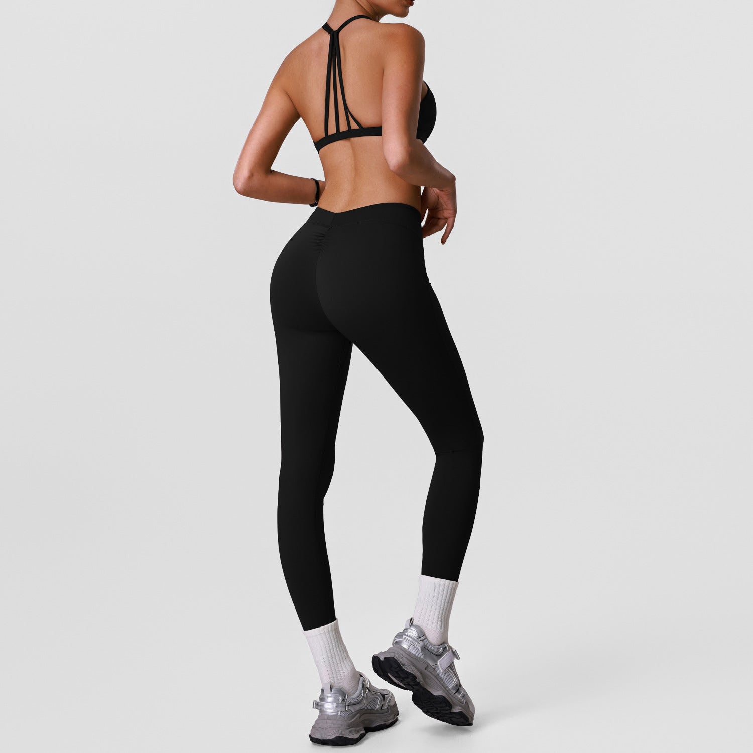 Highly Elastic Bare-Feeling Thin Strap Beauty Back, Lifted Butt High Waist Sports Two-Piece Set