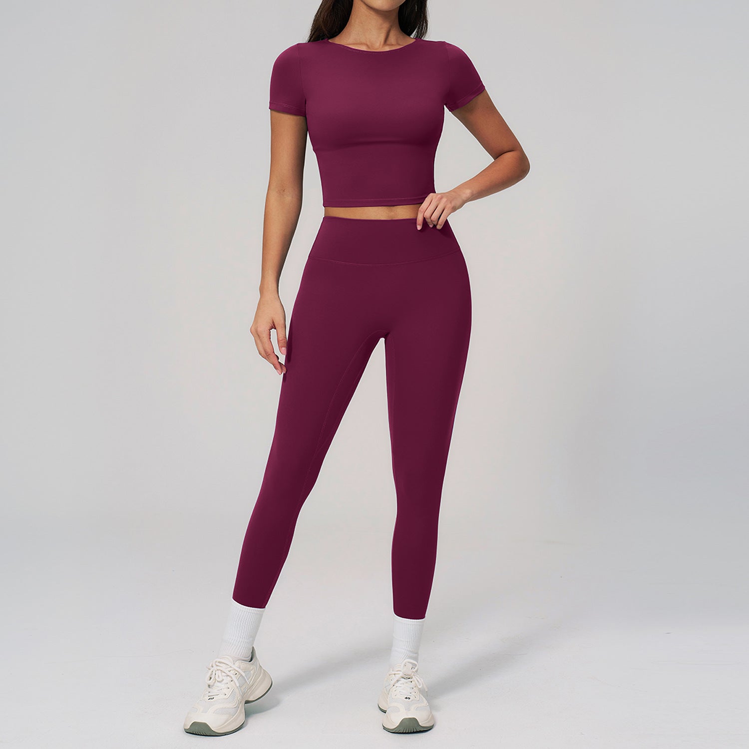 Quick-Drying T-Shirt with Leggings Set  Butt-Lifting Skin-Friendly Fitness Outfit