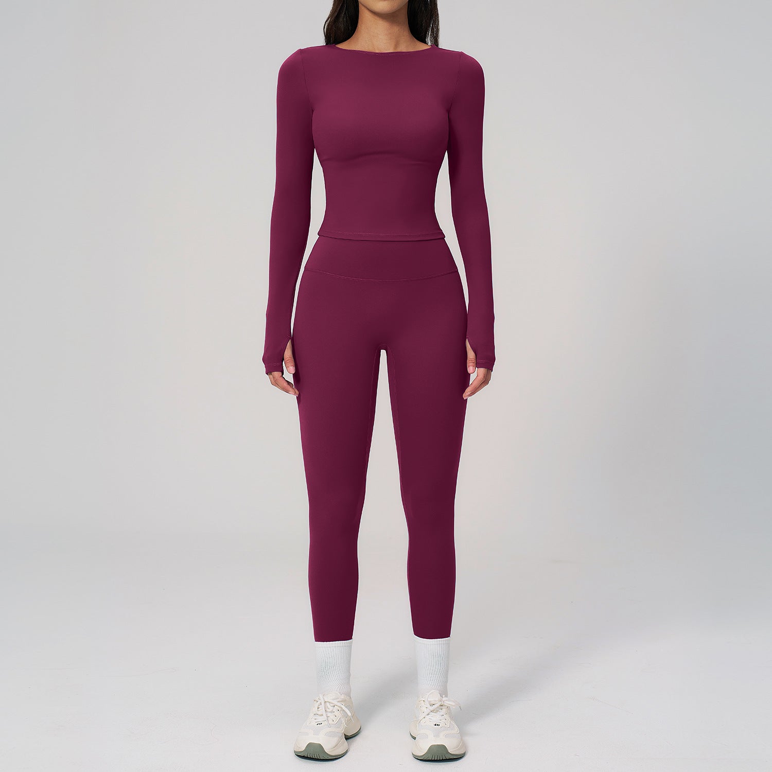 Quick-Drying Long-Sleeve Top with Butt-Lifting Leggings Set Compression Fitness Outfit