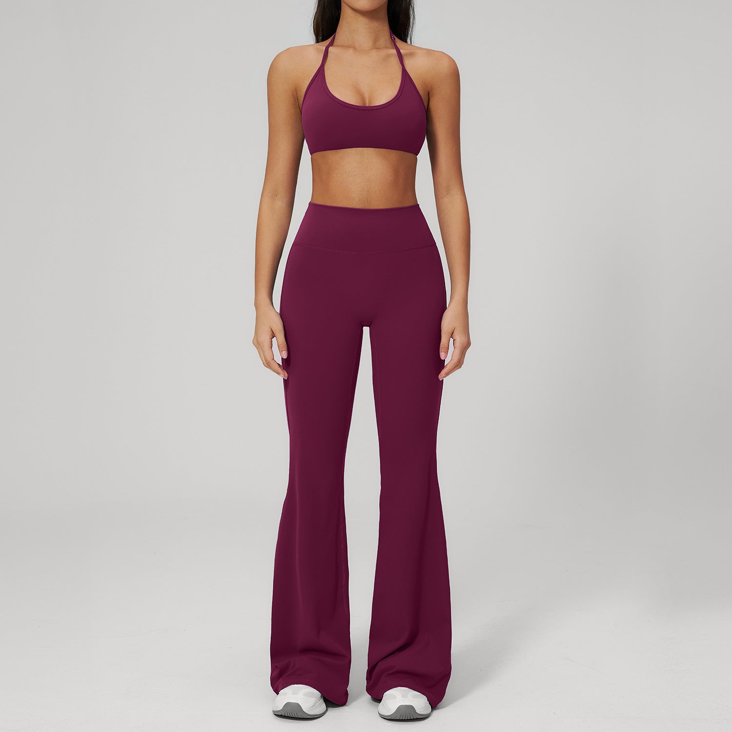 Quick-Drying Sports Bras with High-Waisted Peach-Lift Flared Fitness Pants