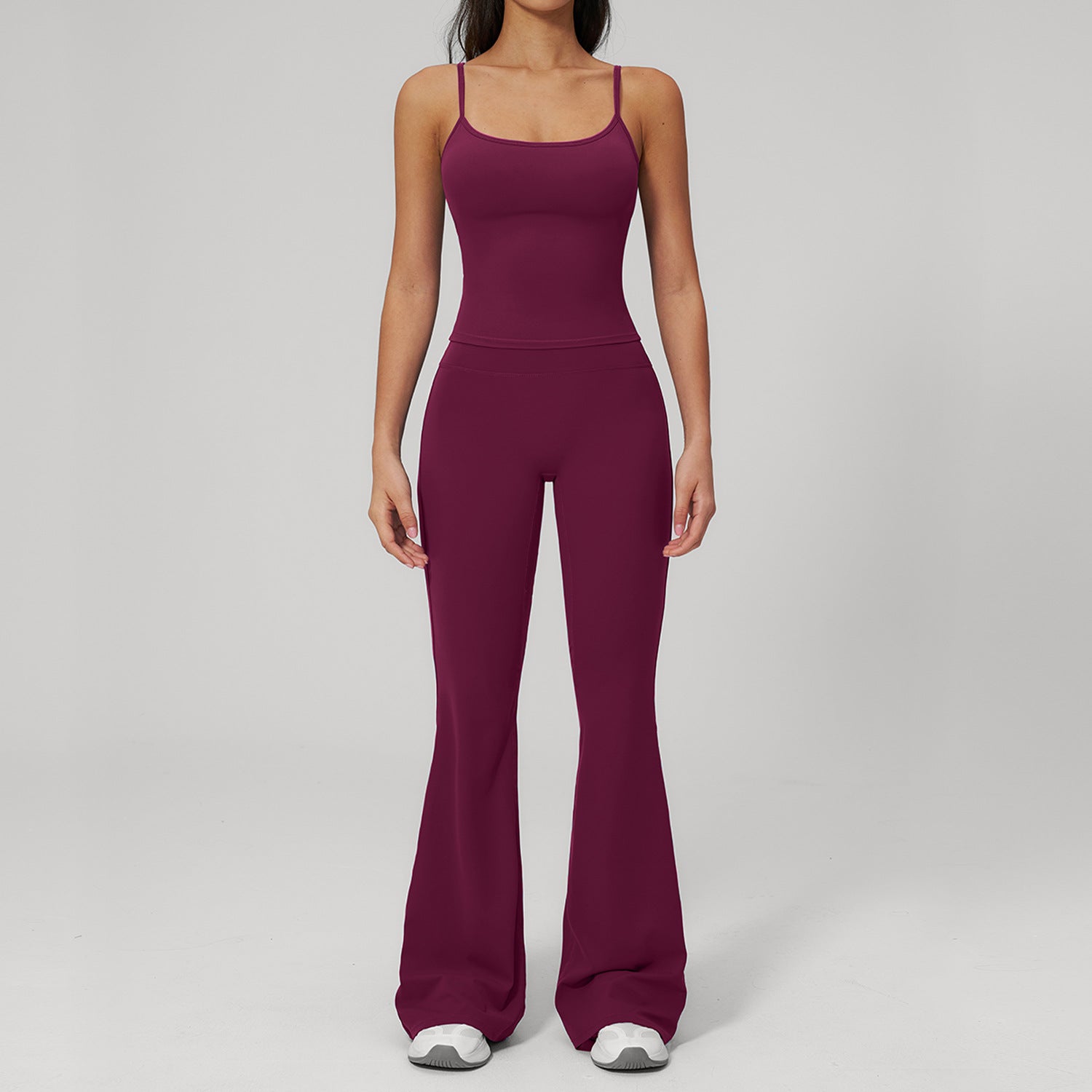 Quick-Drying Sports Bras with High-Waisted Peach-Lift Flared Fitness Pants